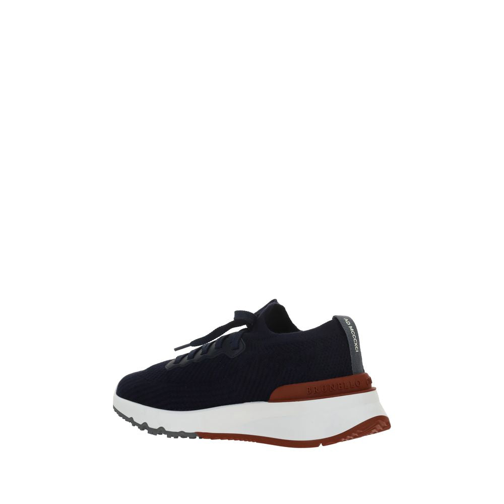 Brunello Cucinelli Blue Cotton Low Top Sneakers - Luxury Elegance