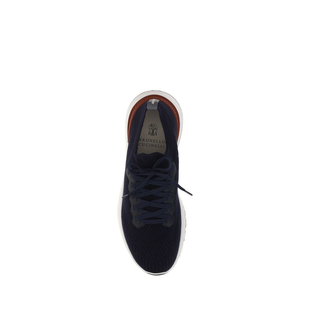 Brunello Cucinelli Blue Cotton Low Top Sneakers - Luxury Elegance