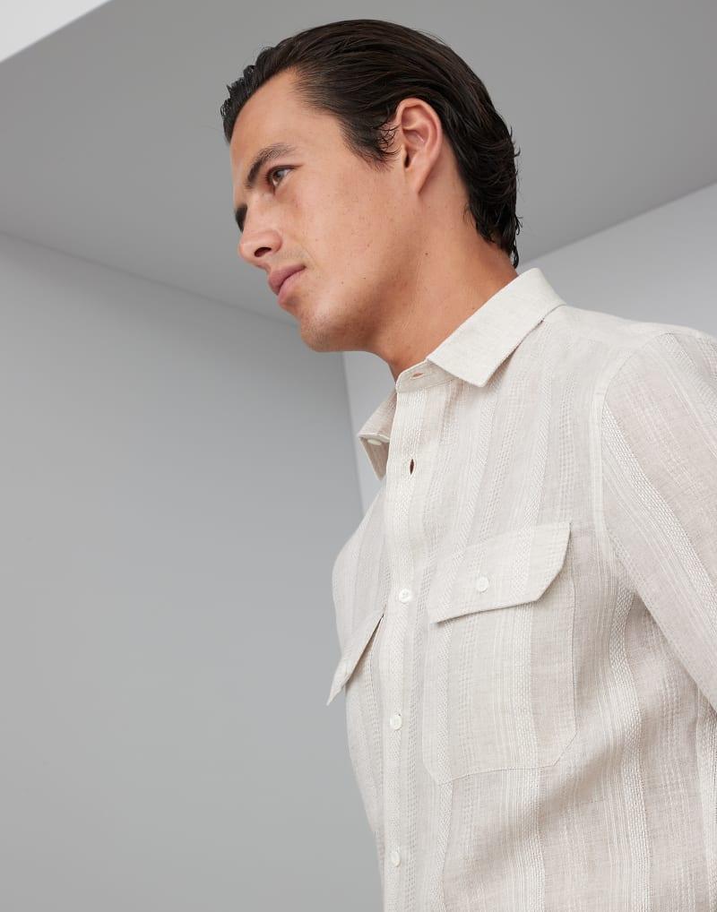 Brunello Cucinelli White Linen Dress Shirt