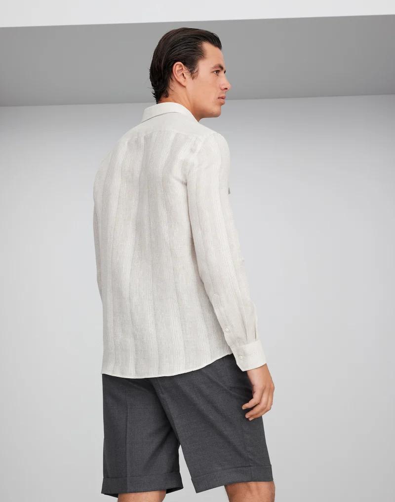 Brunello Cucinelli White Linen Dress Shirt
