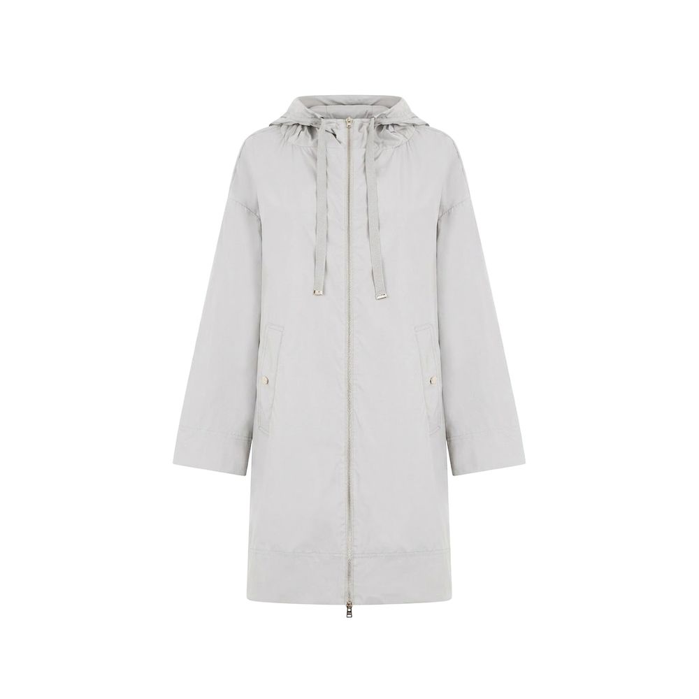 Discover the Herno Gray Elastane Coat, a masterpiece of Italian craftsmanship, blending elegance and comfort for the discerning individual seeking timeless luxury.