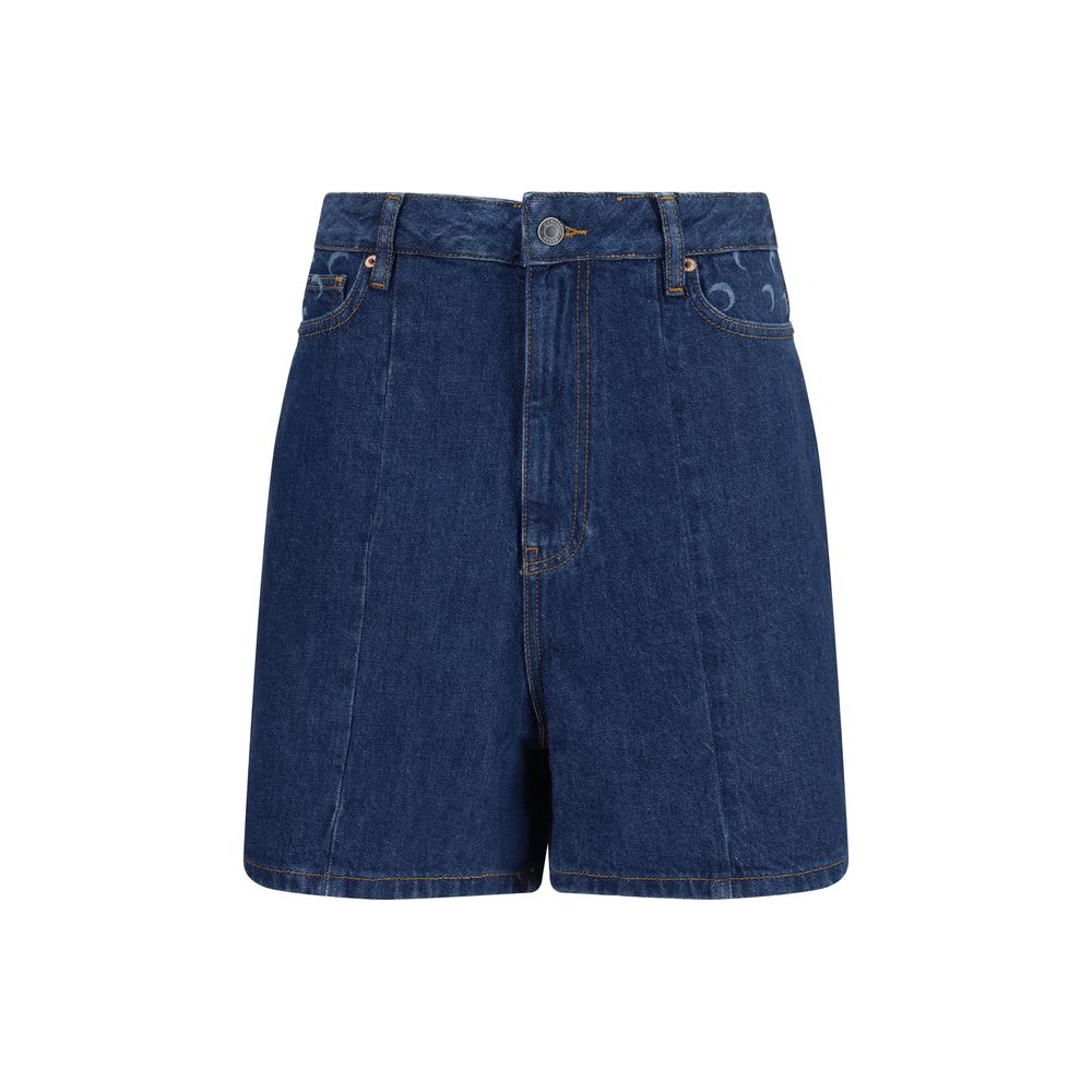 Marine Serre Blue Cotton Bermuda Shorts - Luxurious Sophistication