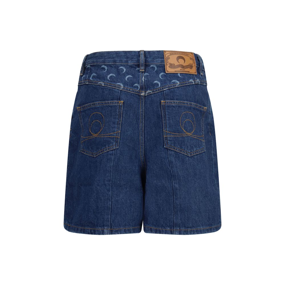 Marine Serre Blue Cotton Bermuda Shorts - Luxurious Sophistication