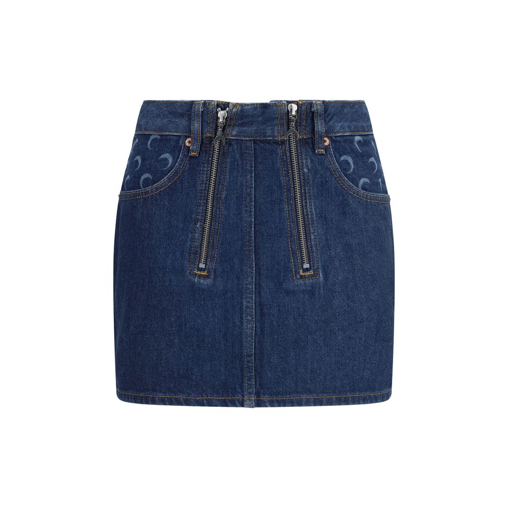 Marine Serre Blue Cotton Mini Skirt - Luxury Fashion Statement