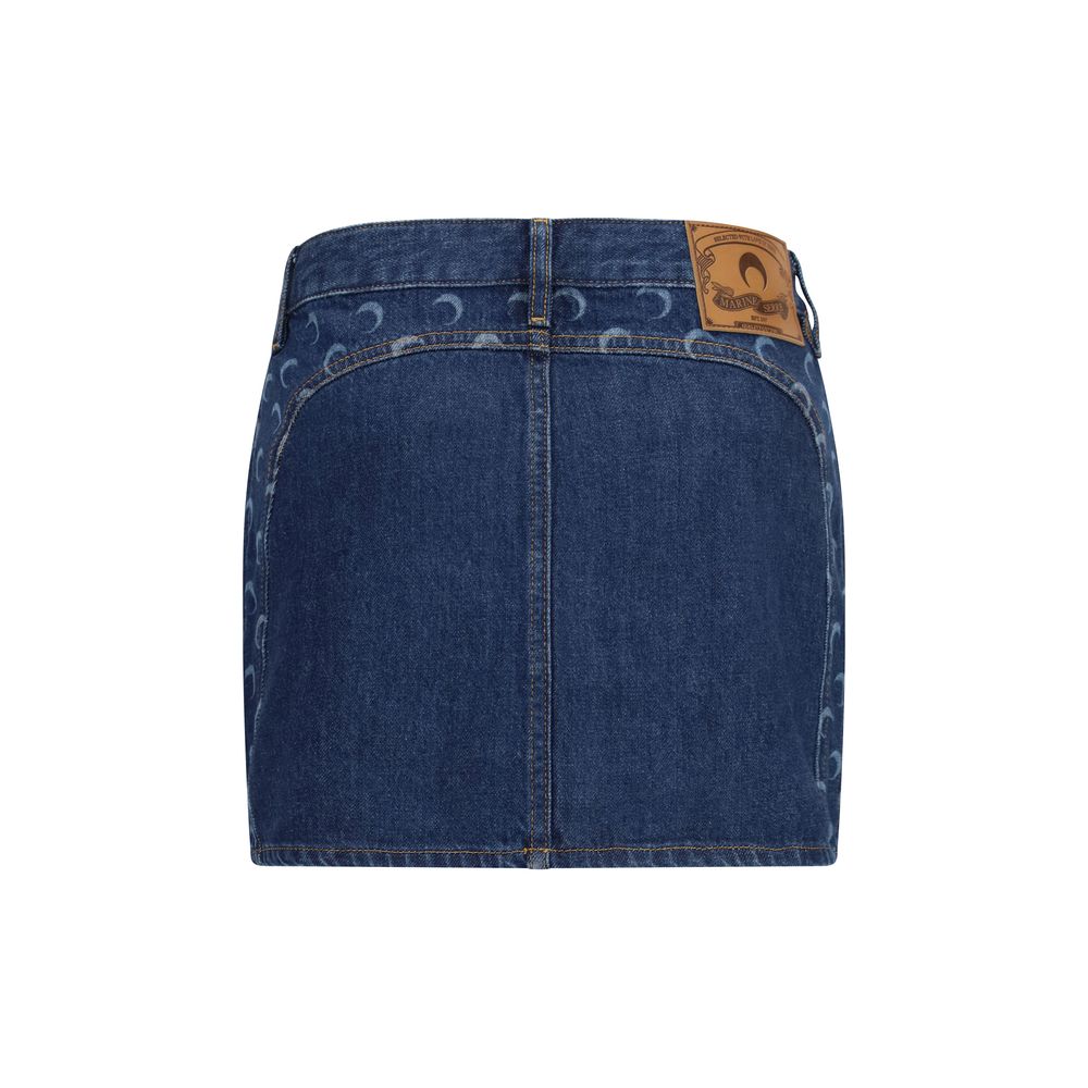 Marine Serre Blue Cotton Mini Skirt - Luxury Fashion Statement