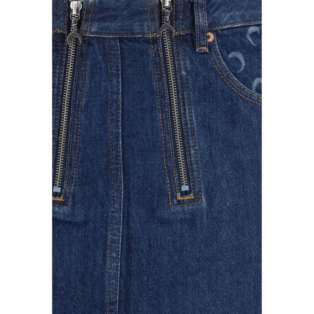 Marine Serre Blue Cotton Mini Skirt - Luxury Fashion Statement