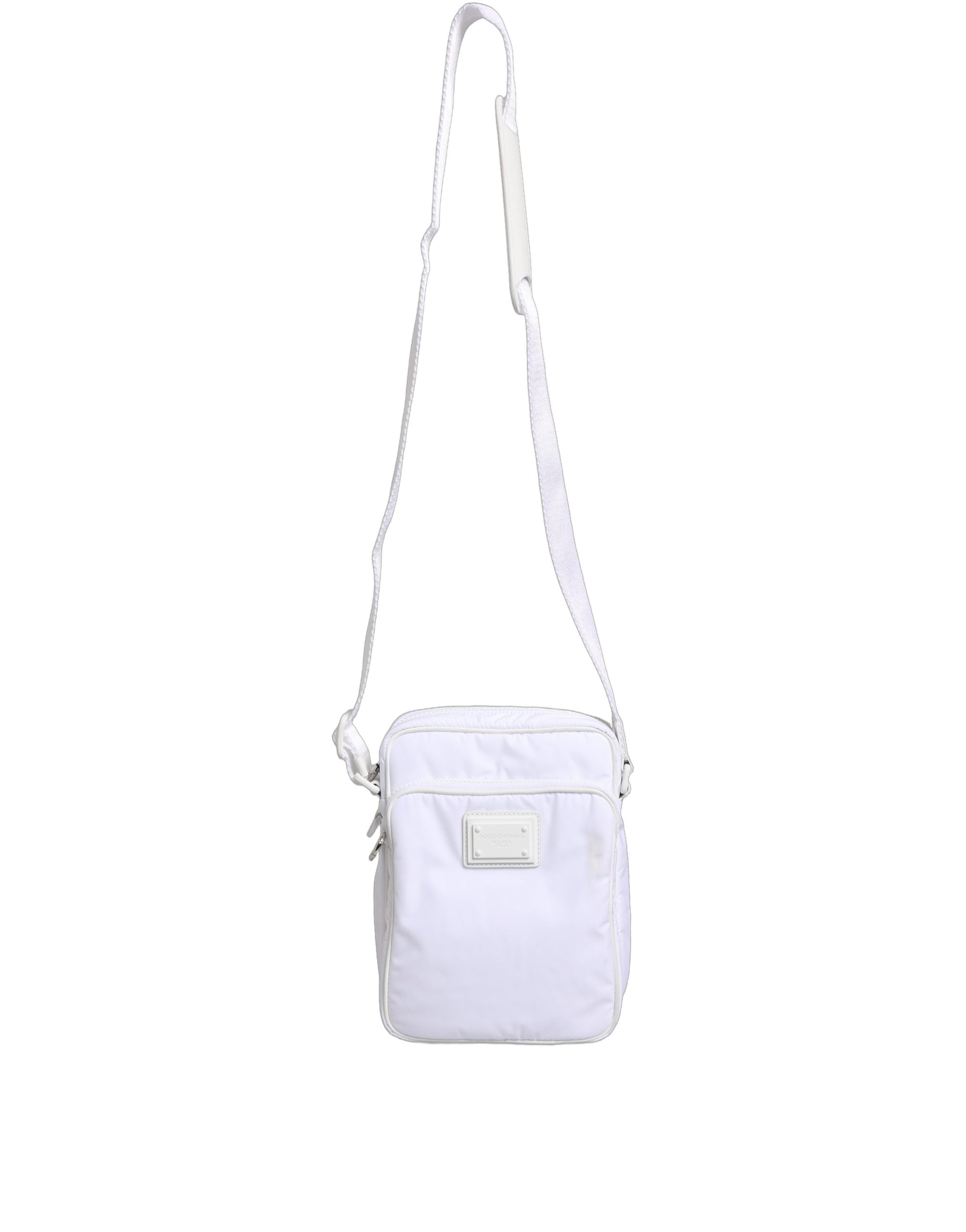 Dolce & Gabbana White Logo Plaque Crossbody Bag - Artisanal Luxury