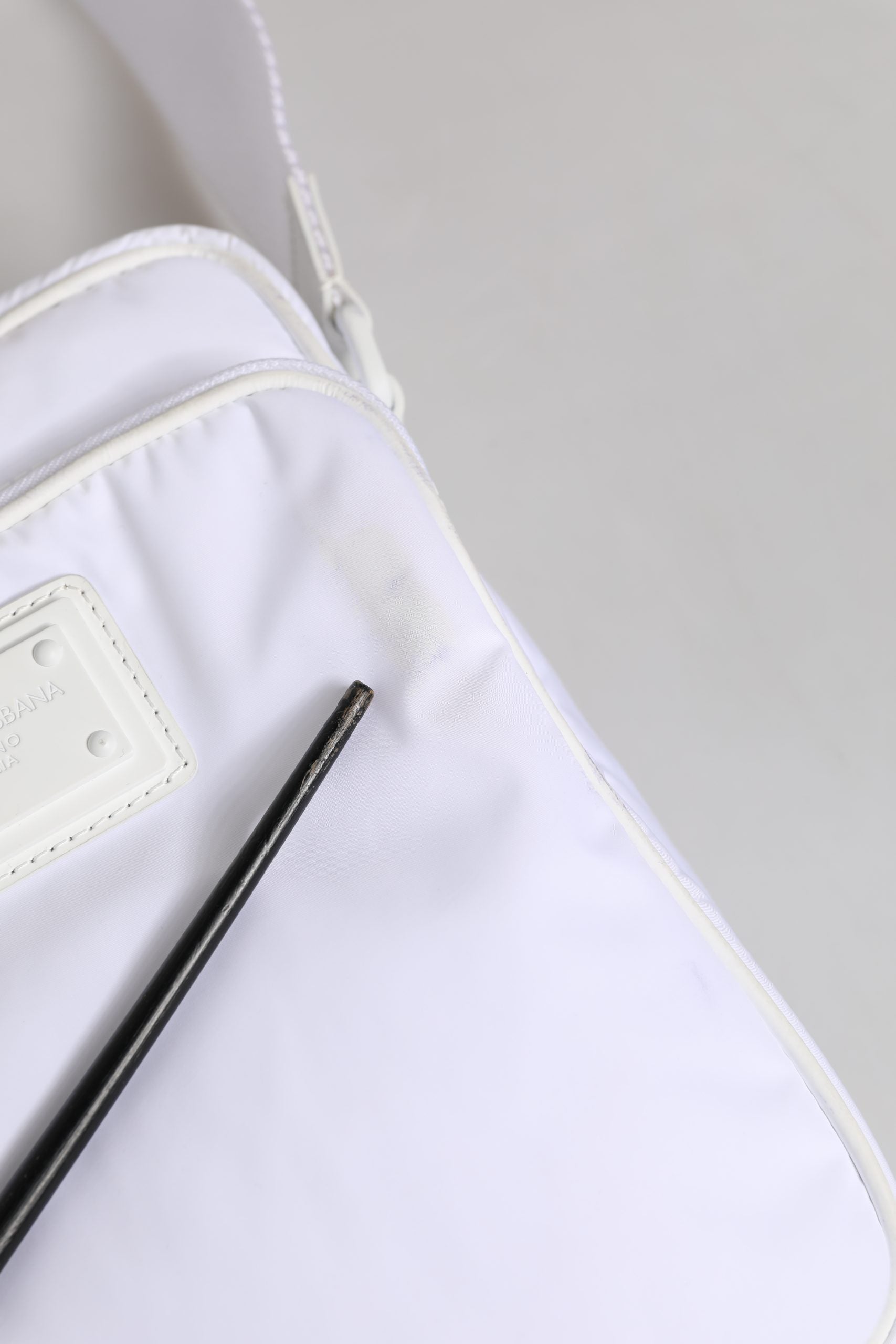 Dolce & Gabbana White Logo Plaque Crossbody Bag - Artisanal Luxury