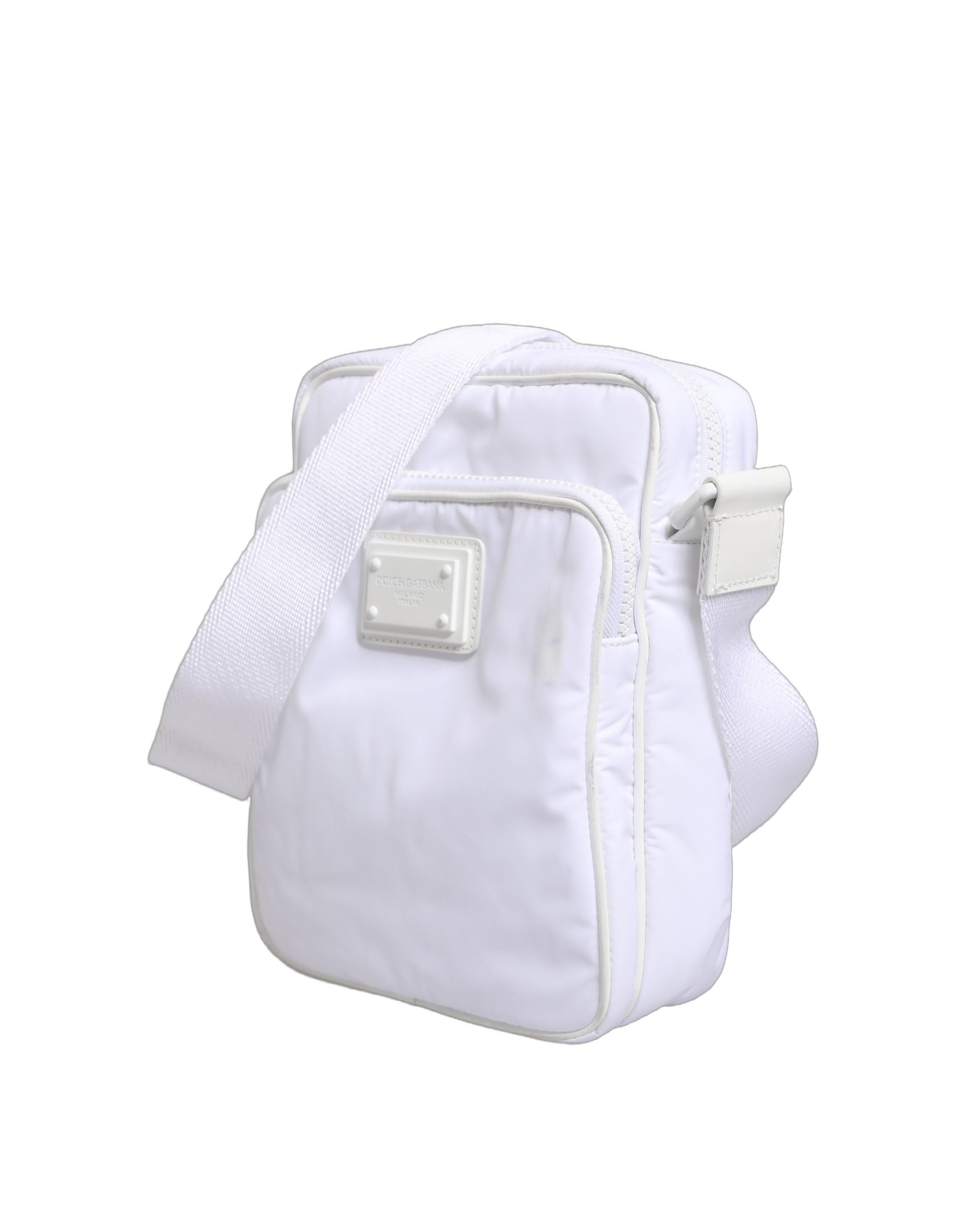 Dolce & Gabbana White Logo Plaque Crossbody Bag - Artisanal Luxury