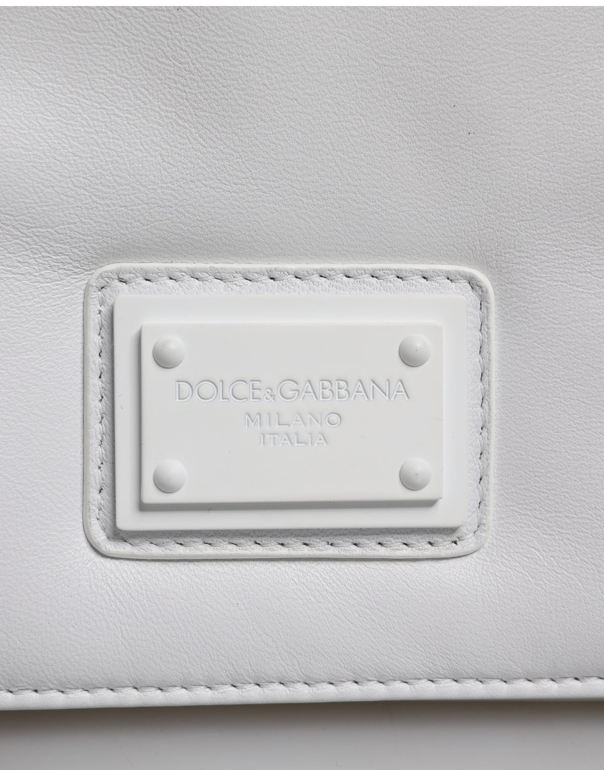 Dolce & Gabbana White Logo Plaque Crossbody Bag, Luxury Elegance