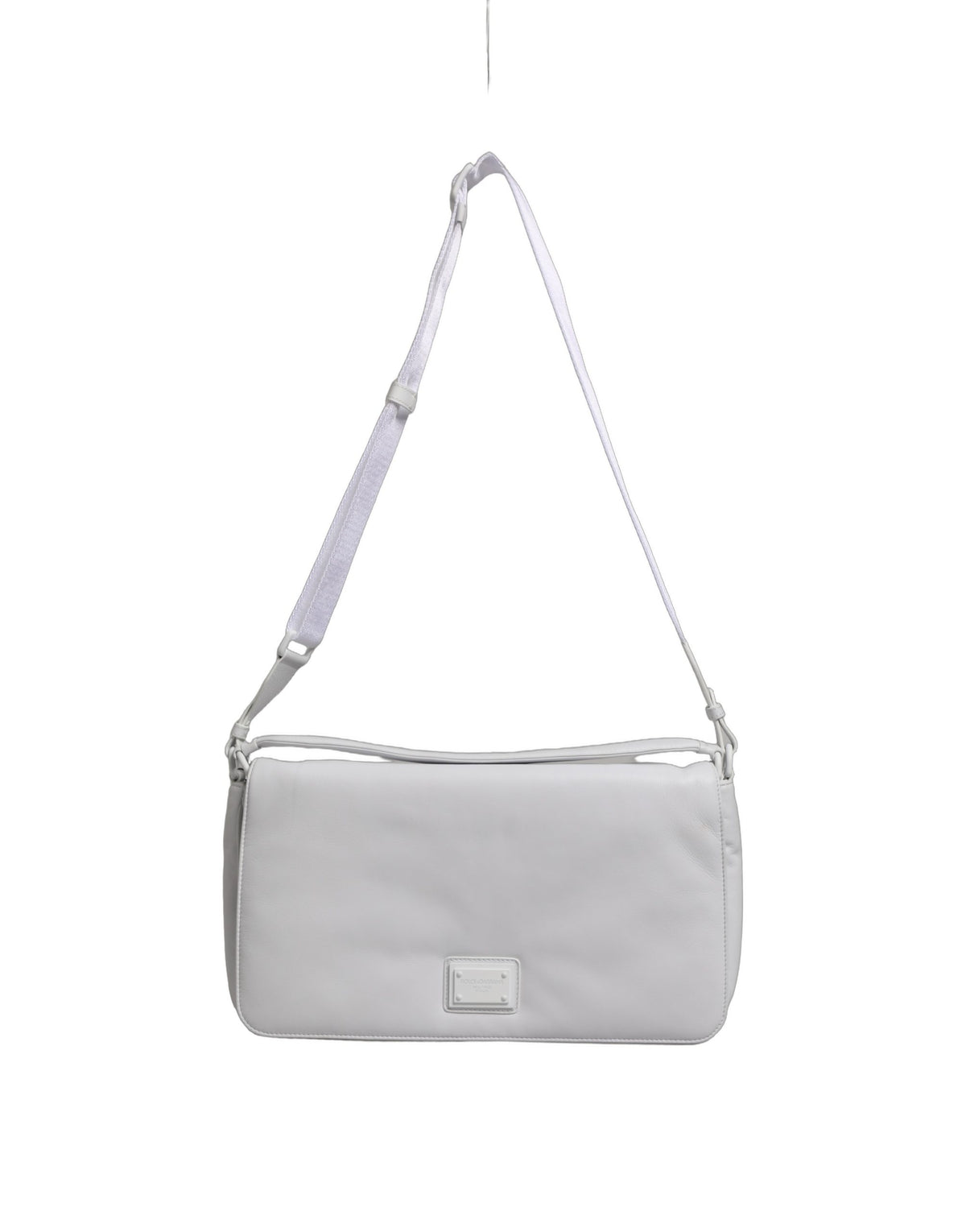Dolce & Gabbana White Logo Plaque Crossbody Bag, Luxury Elegance