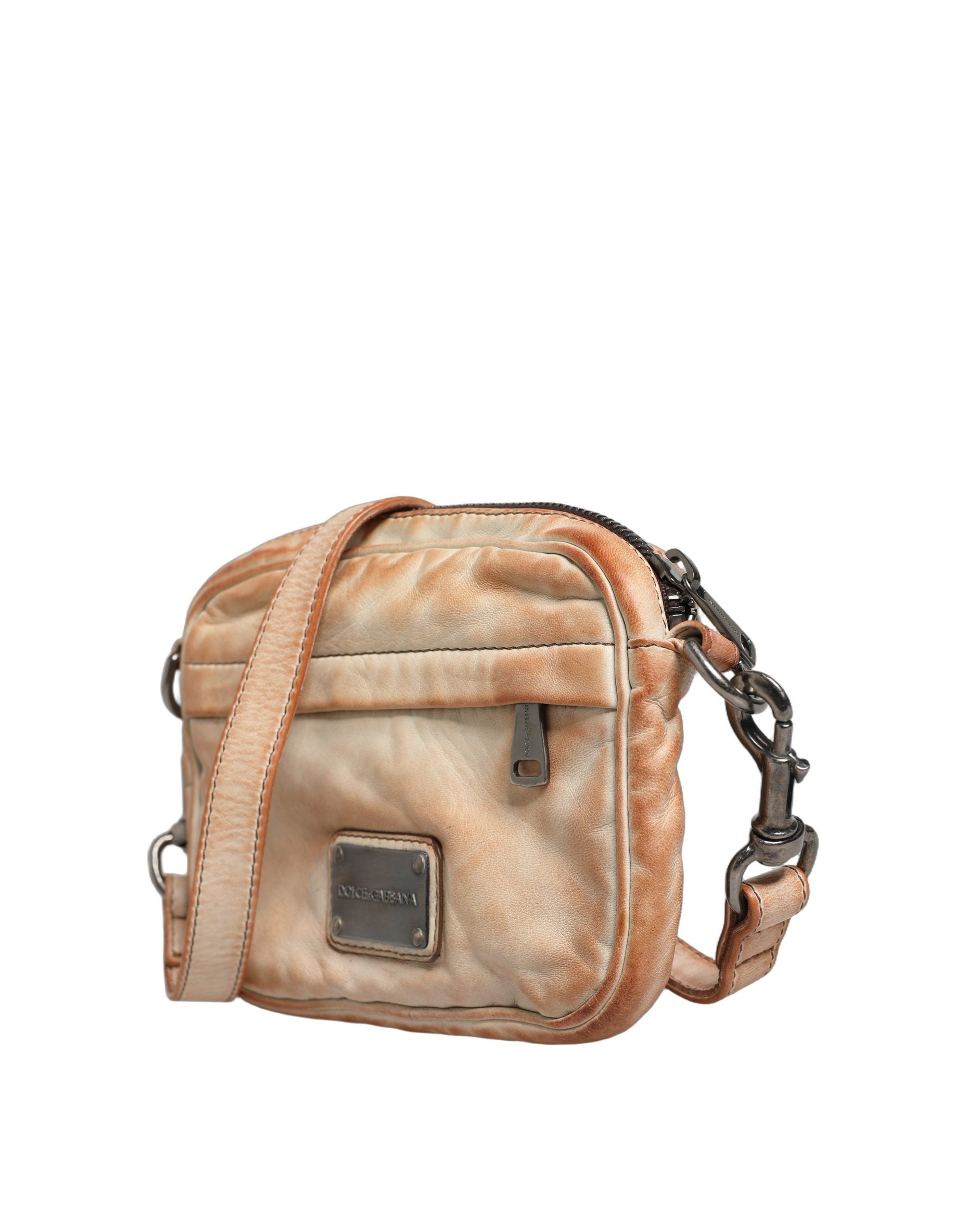 Dolce & Gabbana Beige Vintage Leather Shoulder Bag - Timeless Luxury