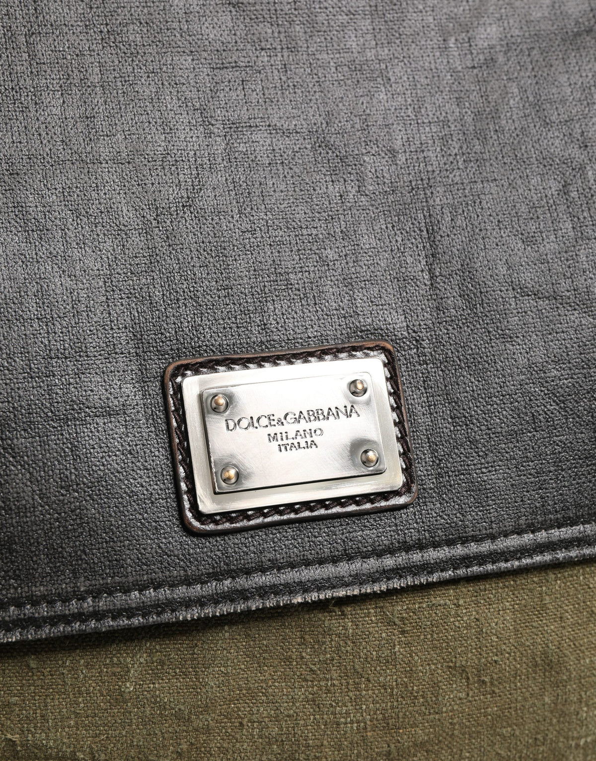 Dolce & Gabbana Military Green Two Tone Messenger Bag, Artisan Luxury