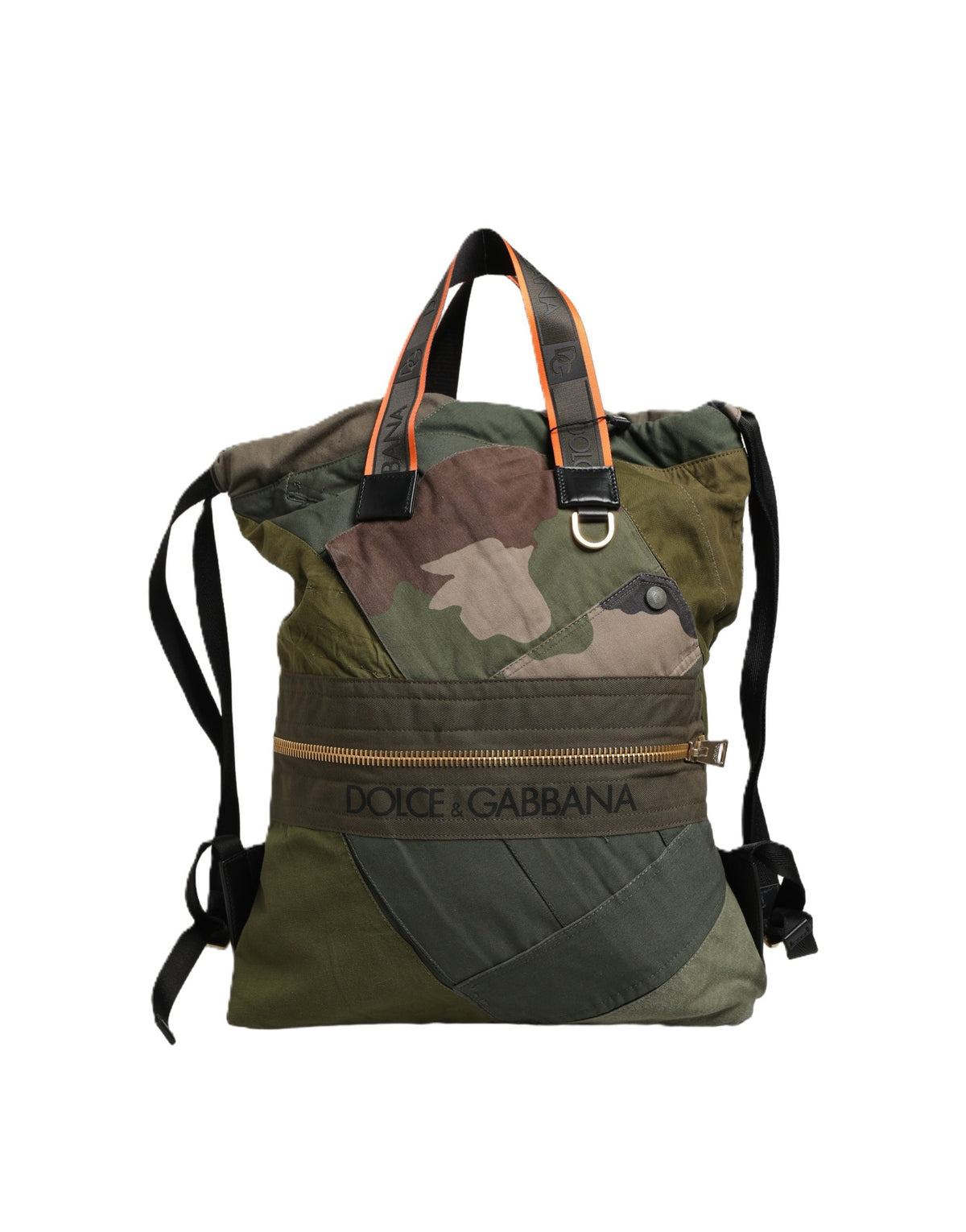 Dolce & Gabbana Military Green Patchwork Rucksack - Artisanal Luxury