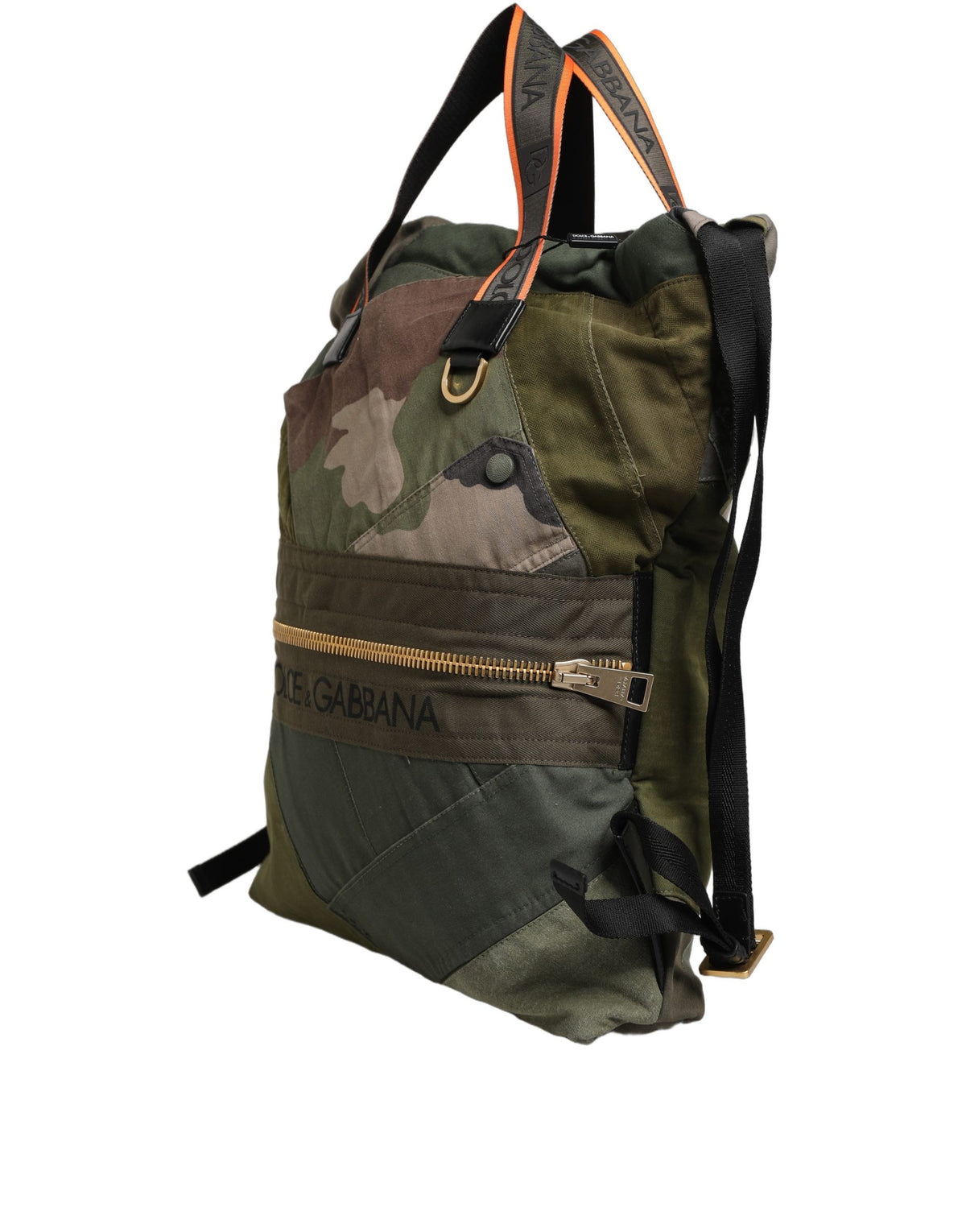 Dolce & Gabbana Military Green Patchwork Rucksack - Artisanal Luxury