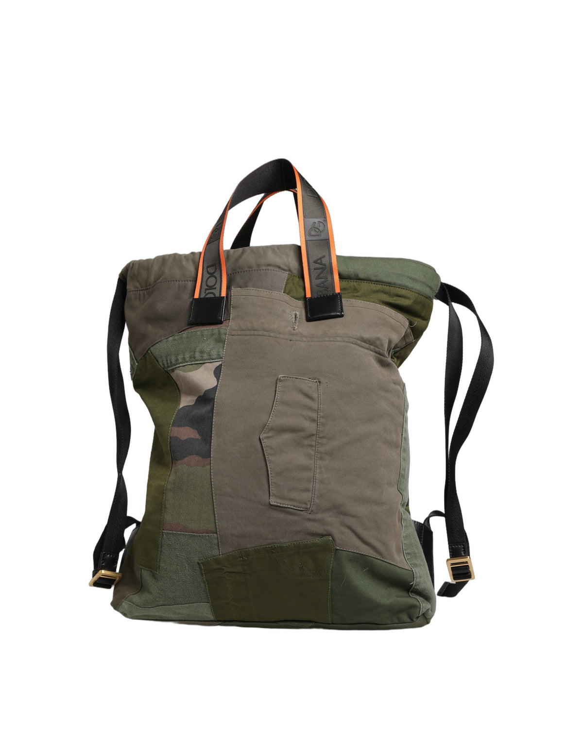 Dolce & Gabbana Military Green Patchwork Rucksack - Artisanal Luxury
