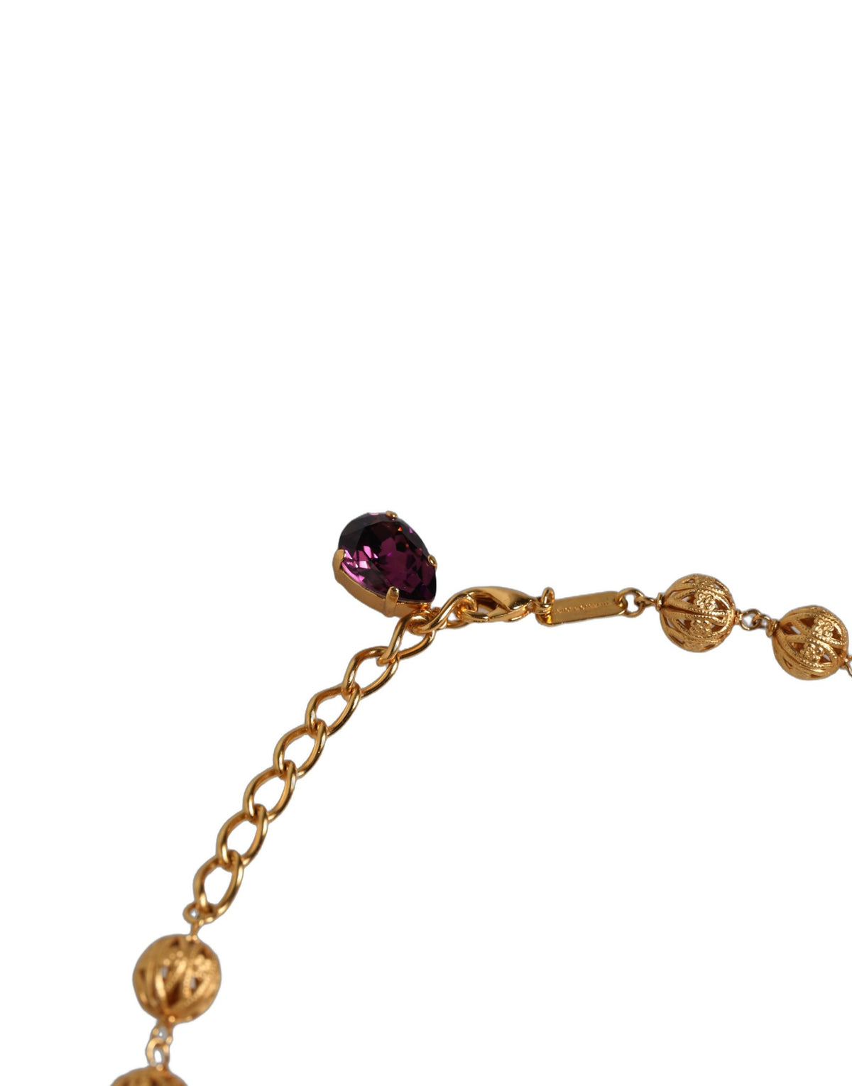 Dolce & Gabbana Gold Brass Crystal Charm Necklace - Timeless Elegance