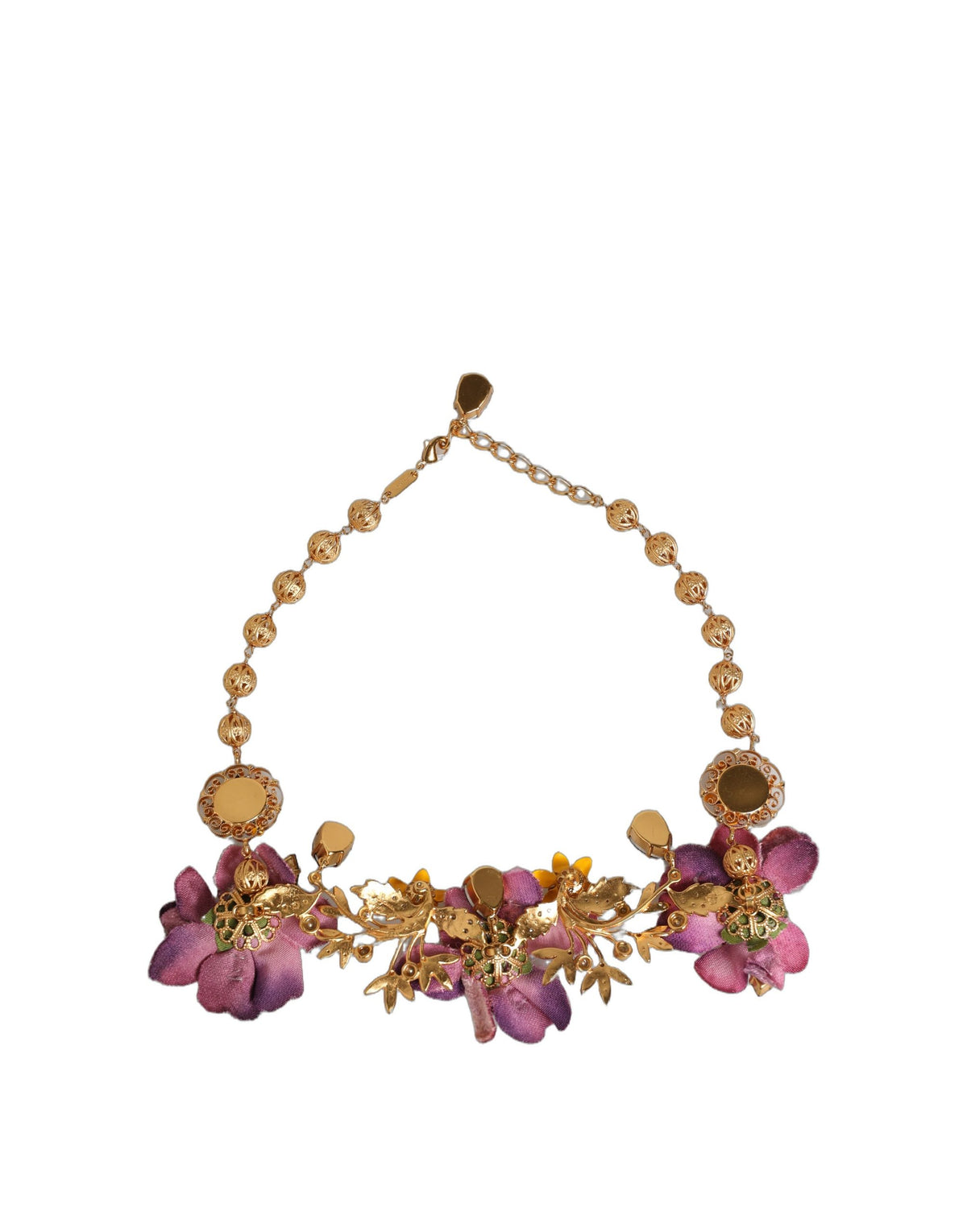 Dolce & Gabbana Gold Brass Fiori Crystal Necklace - Timeless Elegance