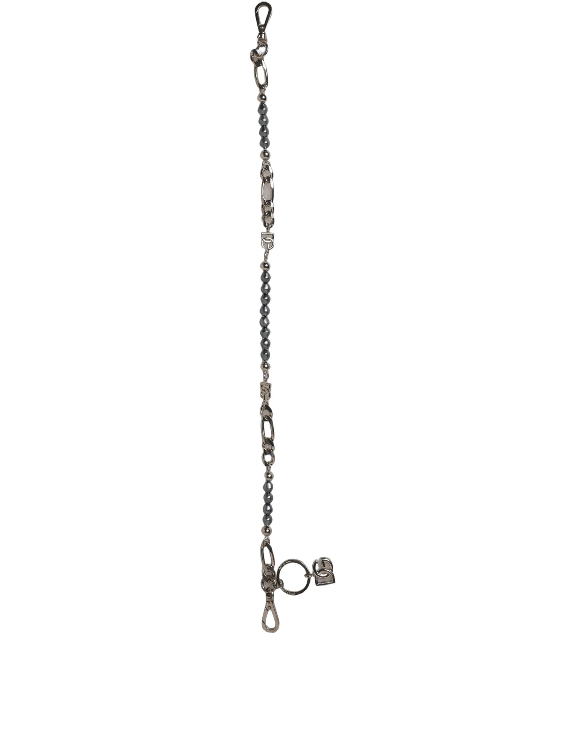 Dolce & Gabbana Silver Tone Chain DG Logo Pendant Necklace