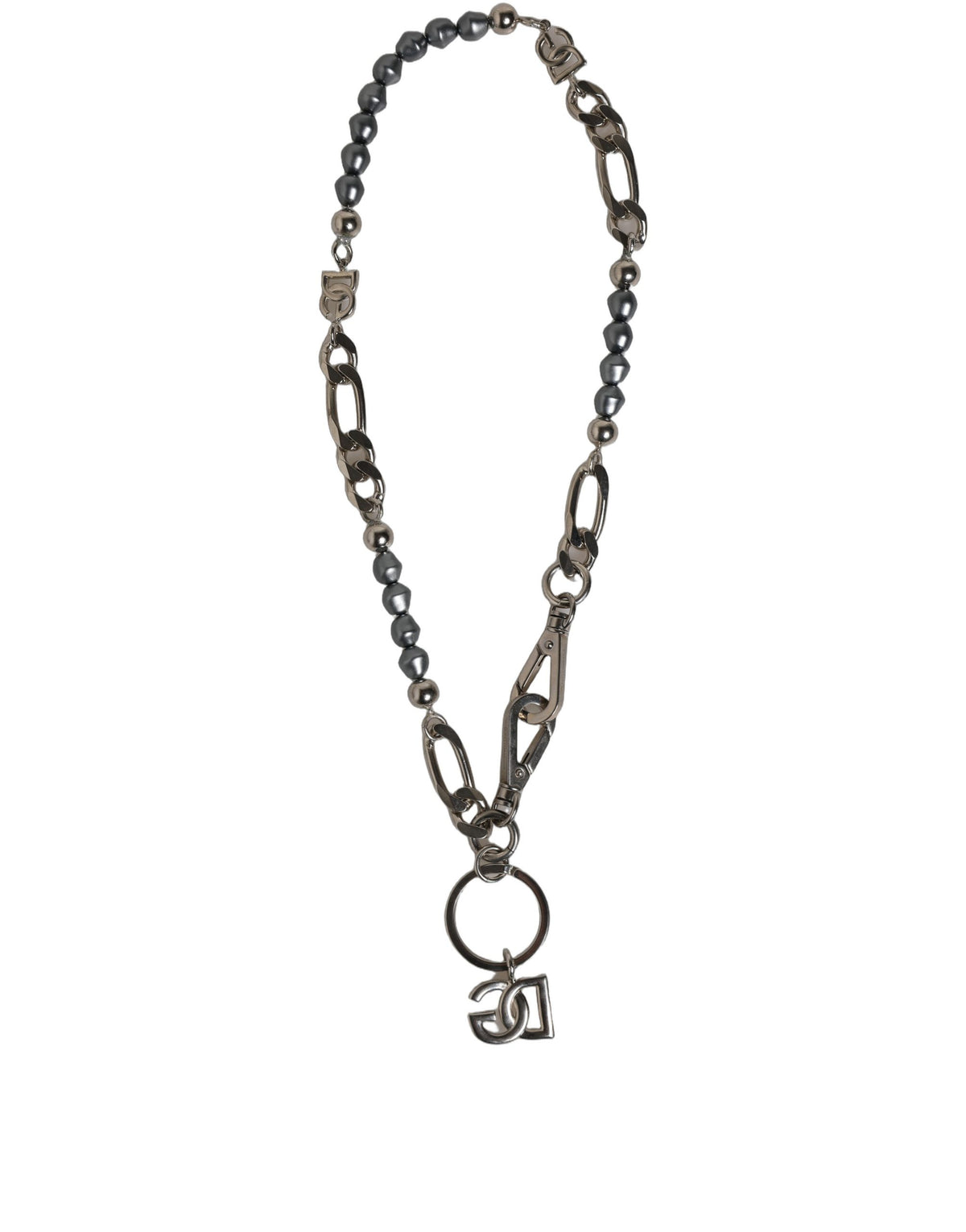 Dolce & Gabbana Silver Tone Chain DG Logo Pendant Necklace