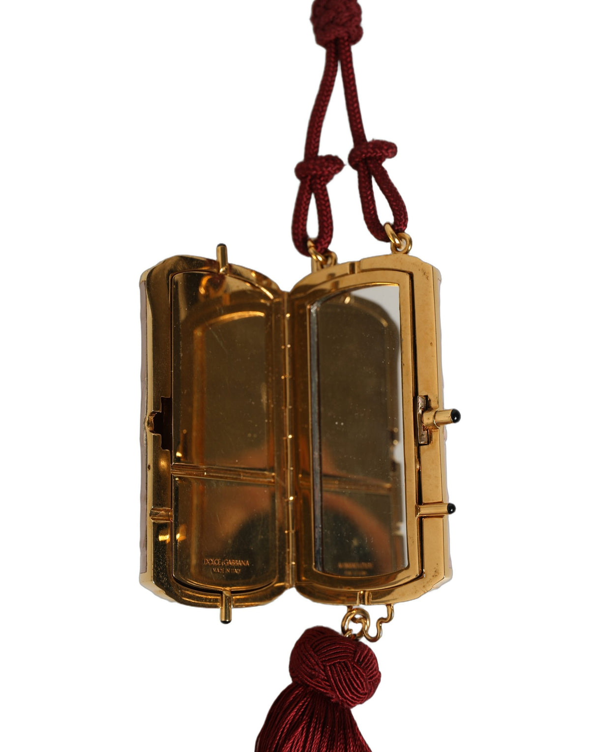 Dolce & Gabbana Pink Exotic Leather Mini Mirror Tassel Bag