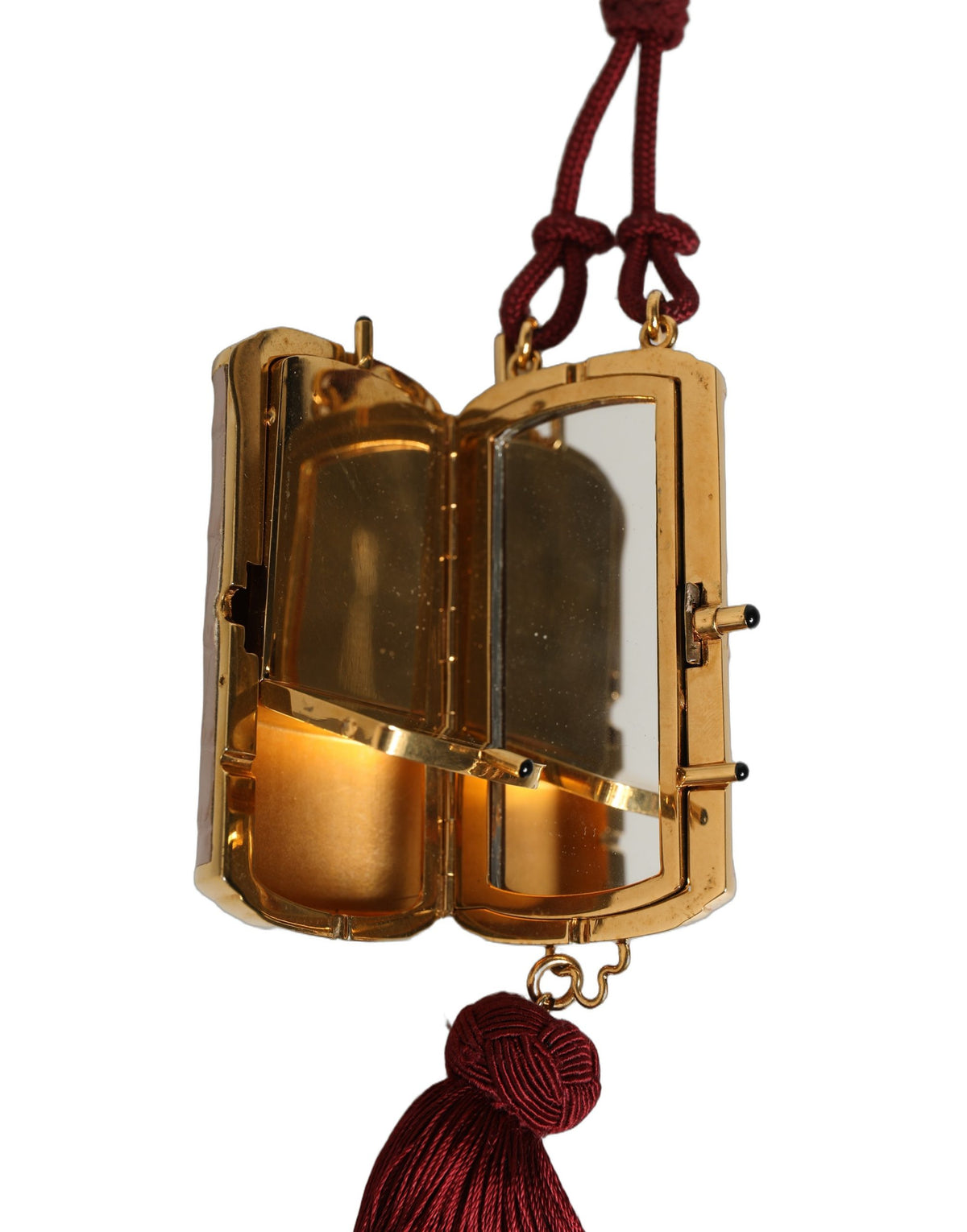 Dolce & Gabbana Pink Exotic Leather Mini Mirror Makeup Bag