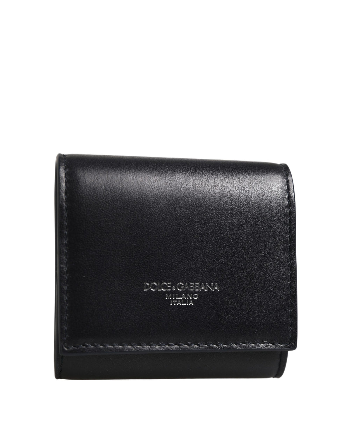 Dolce & Gabbana Black Calfskin Leather Bifold Coin Purse Wallet