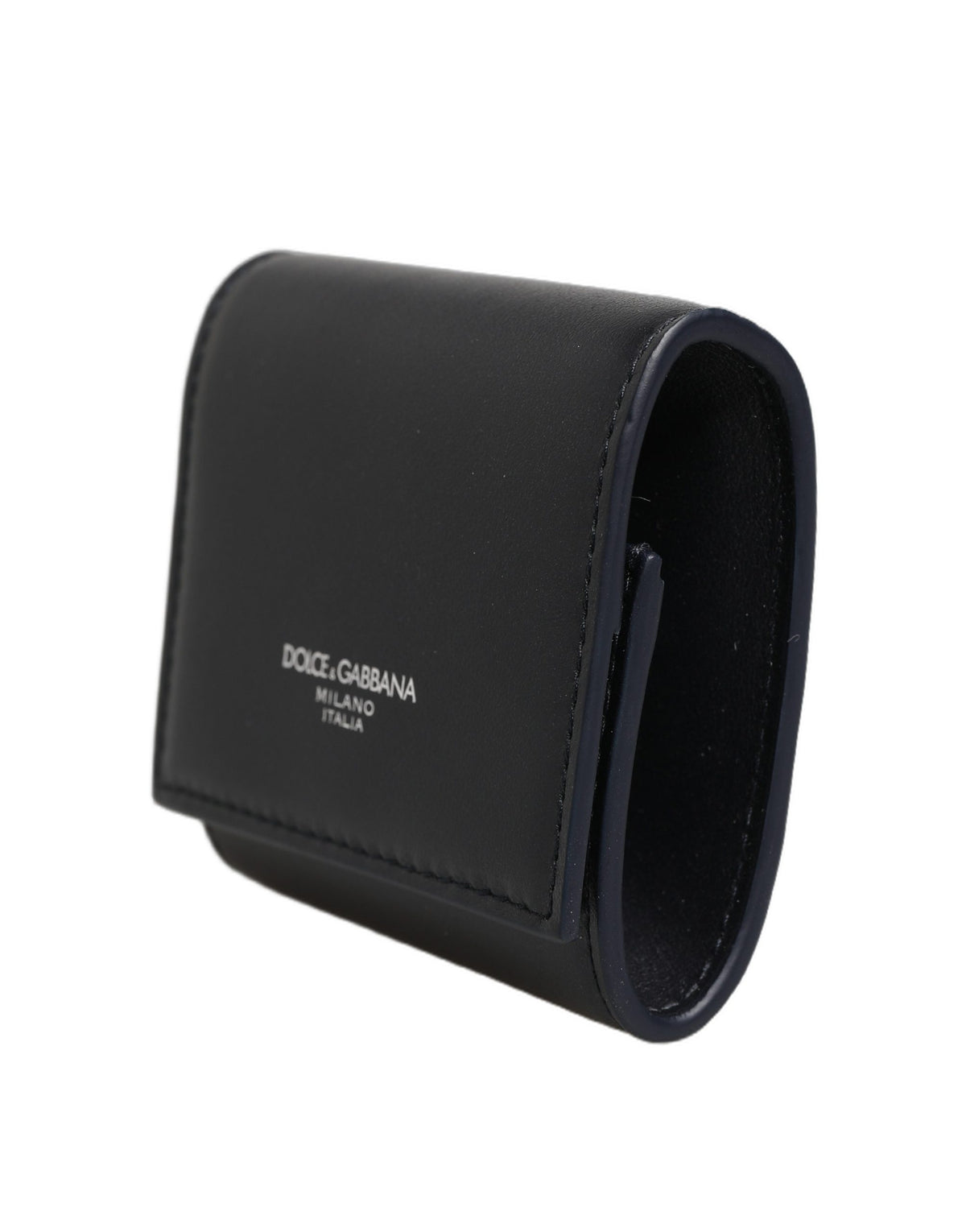 Dolce & Gabbana Black Calfskin Leather Bifold Coin Purse Wallet