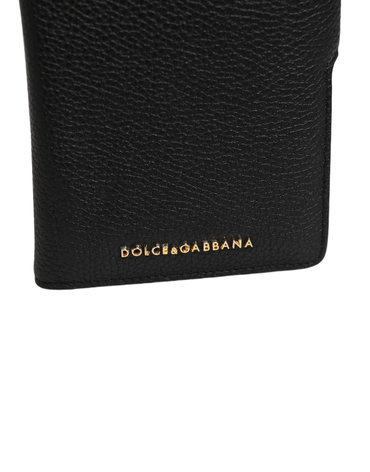 Dolce & Gabbana Black Calf Leather Phone Flip Cover - Luxurious