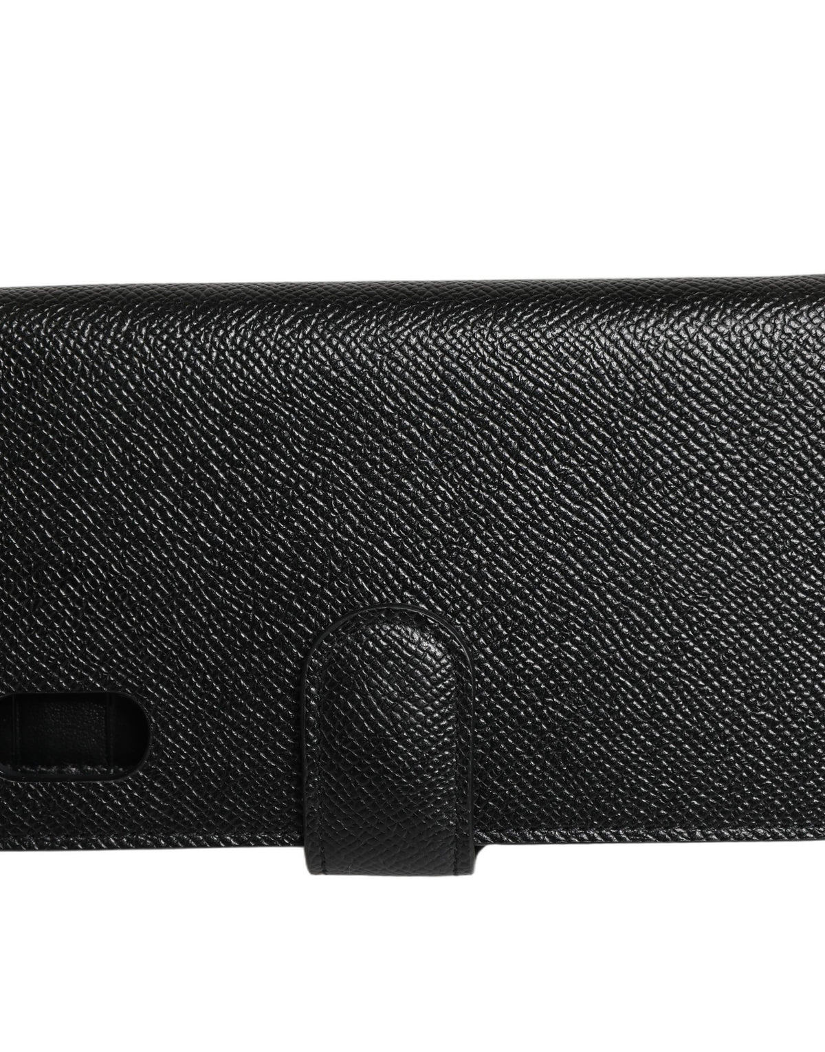Dolce & Gabbana Black Calf Leather Phone Flip Cover - Artisan