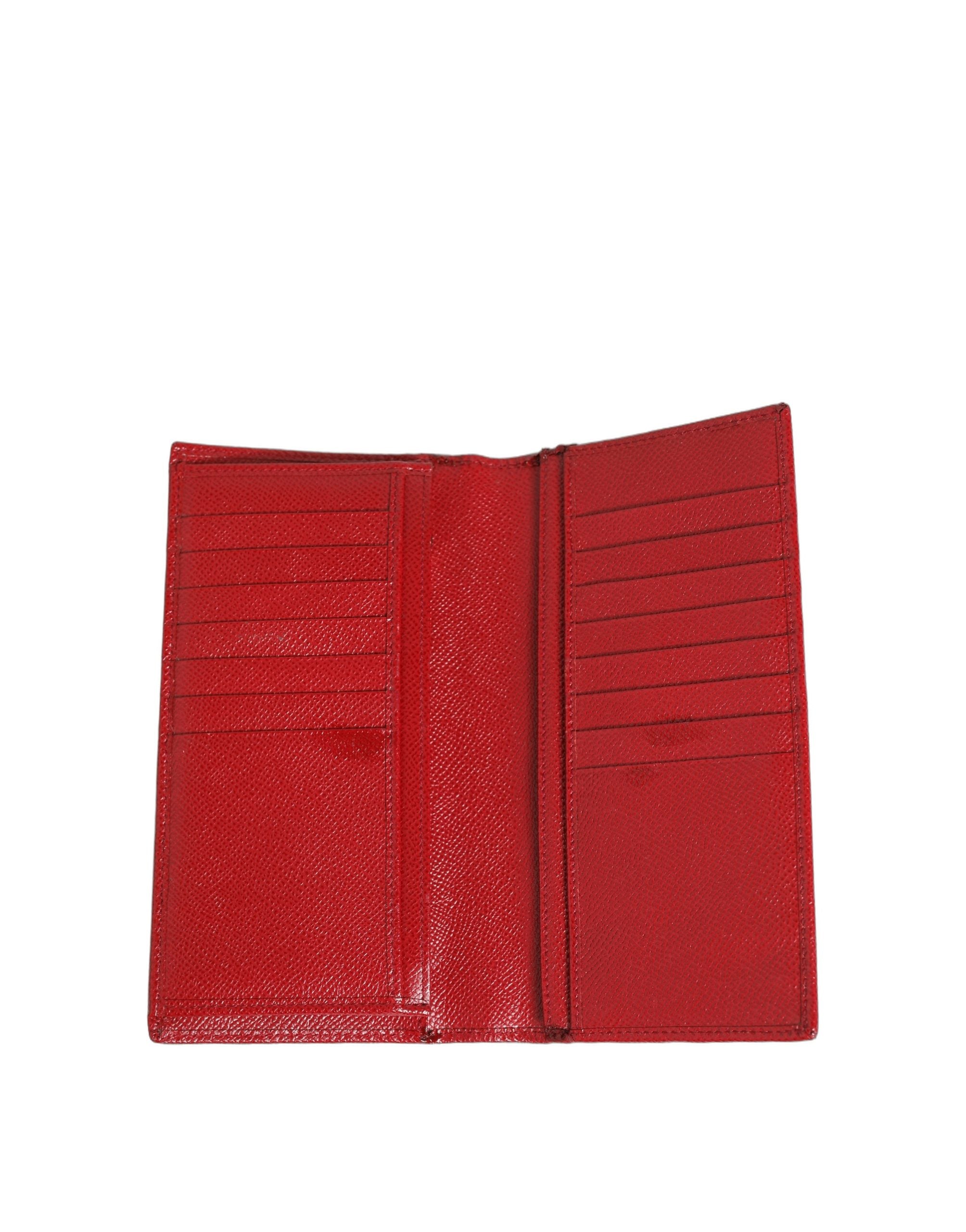 Dolce & Gabbana Red Dauphine Leather ID Card Holder Bifold