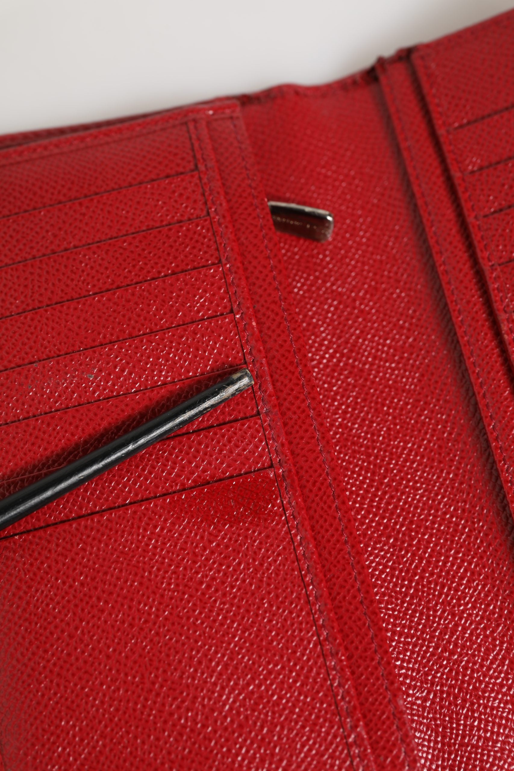 Dolce & Gabbana Red Dauphine Leather ID Card Holder Bifold