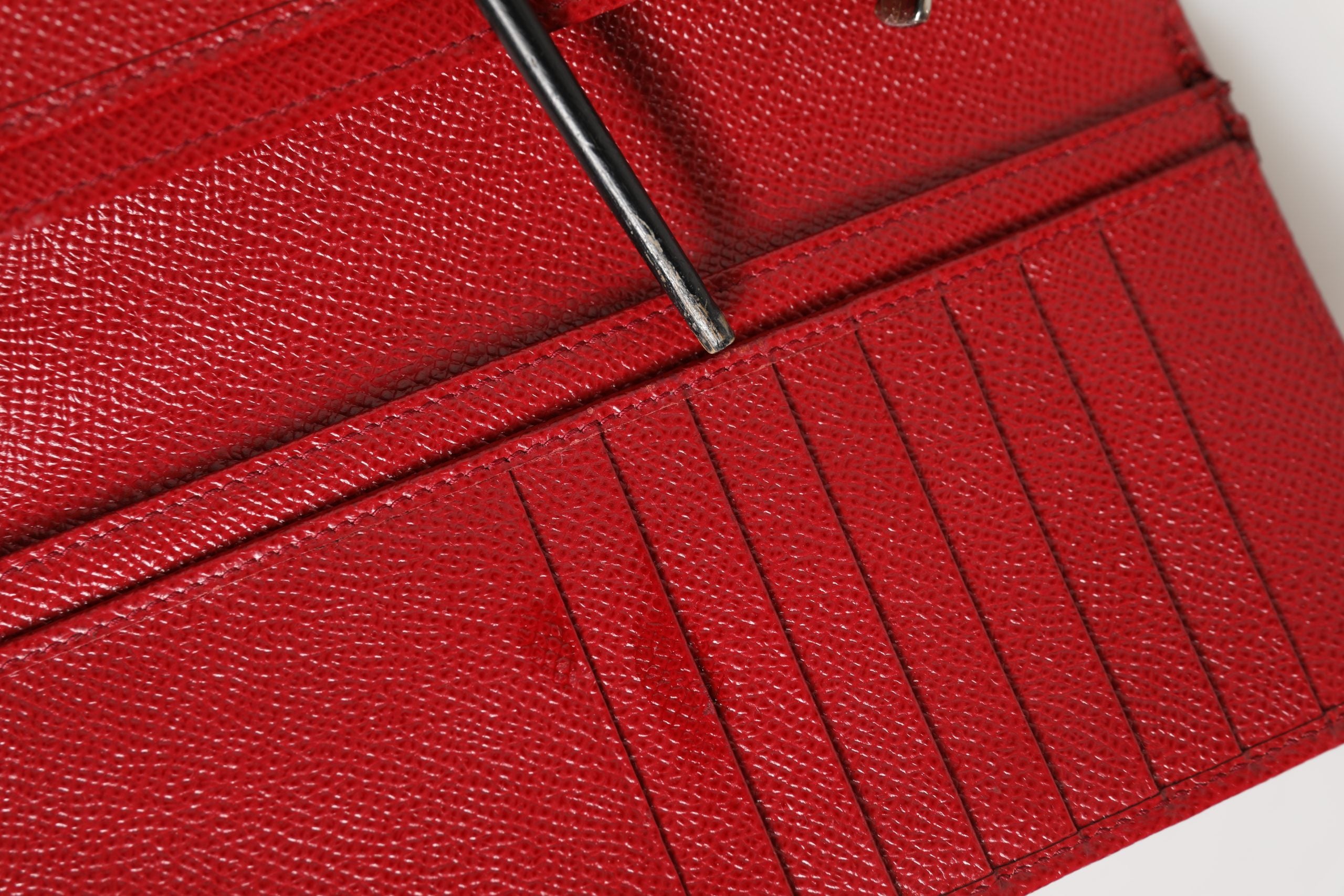 Dolce & Gabbana Red Dauphine Leather Card Holder Bifold Wallet
