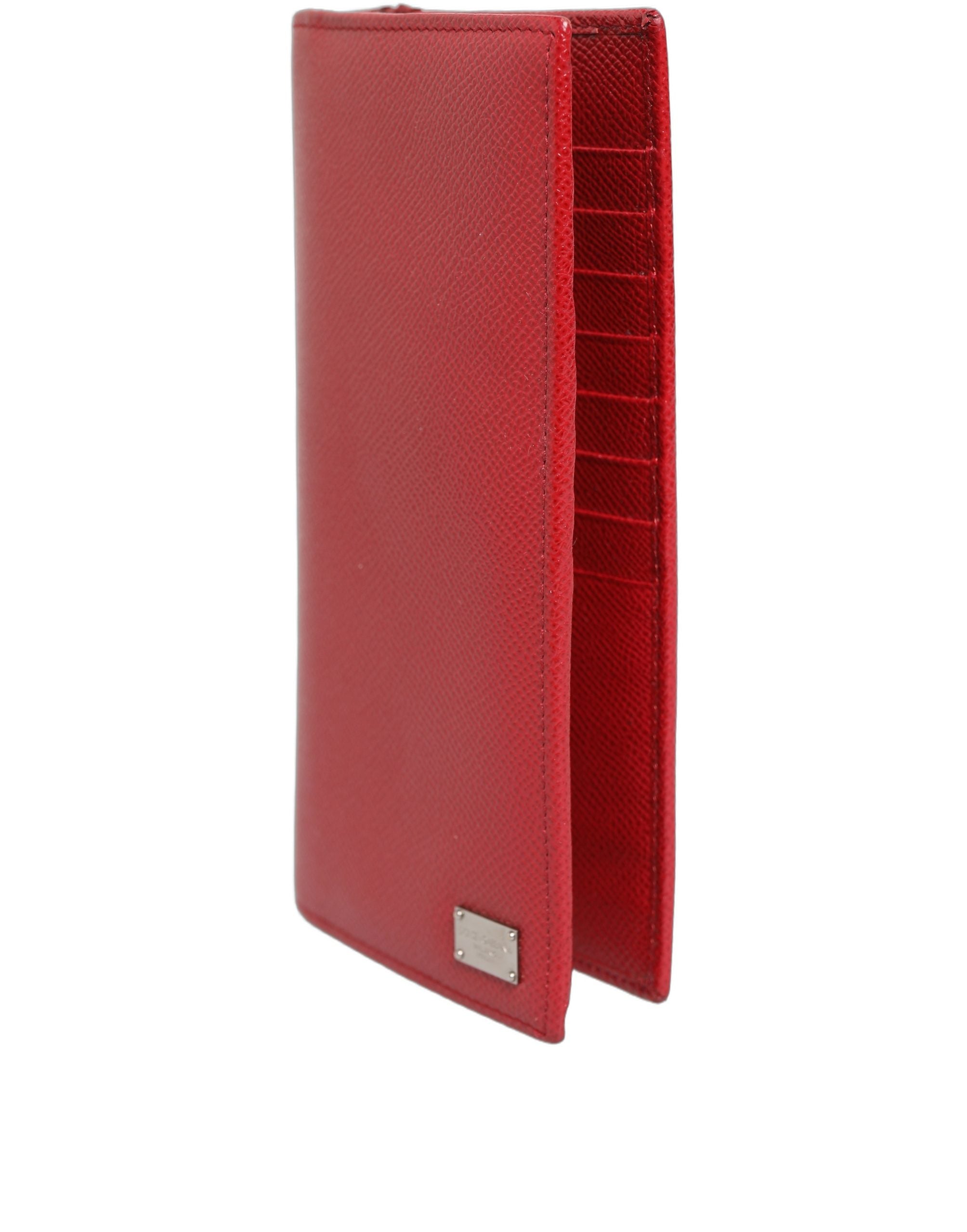 Dolce & Gabbana Red Dauphine Leather Card Holder Bifold Wallet