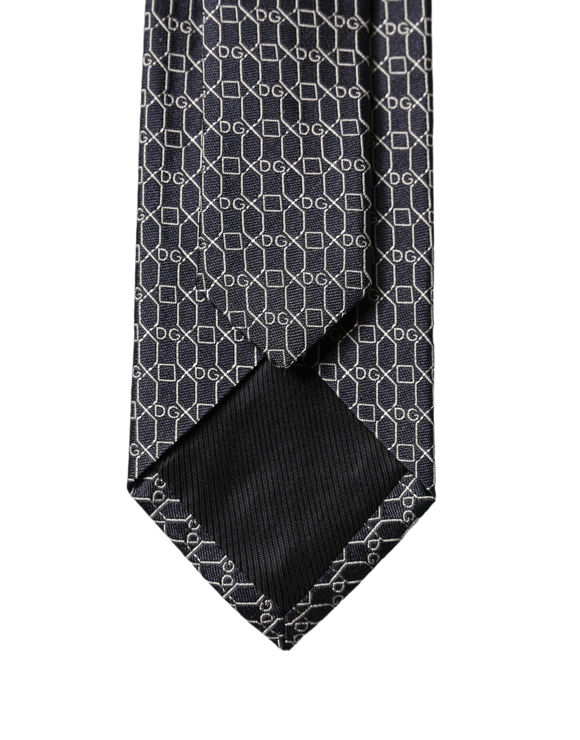 Dolce & Gabbana Black Geometric Silk Necktie - Luxurious Elegance