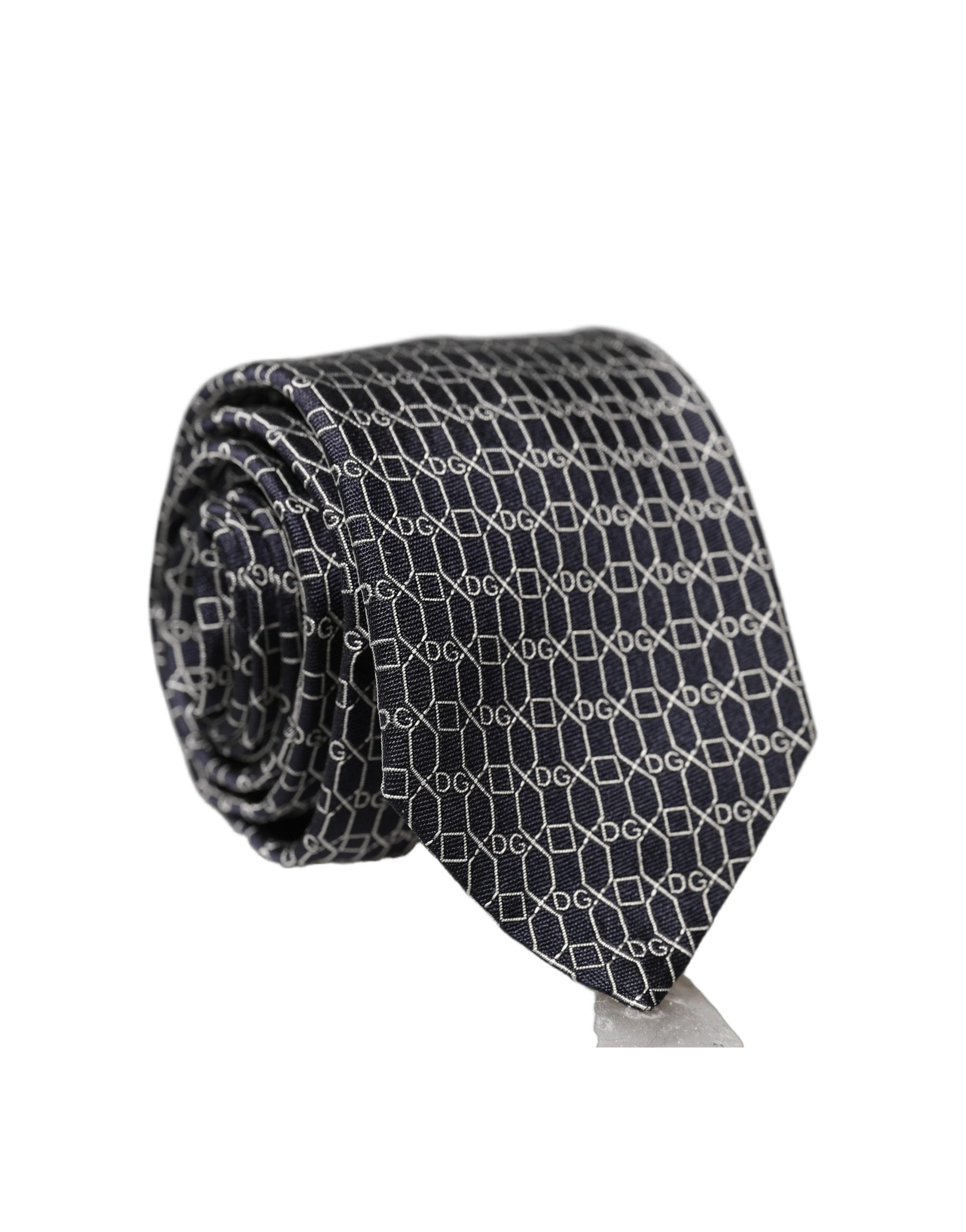 Dolce & Gabbana Black Geometric Silk Necktie - Luxurious Couture