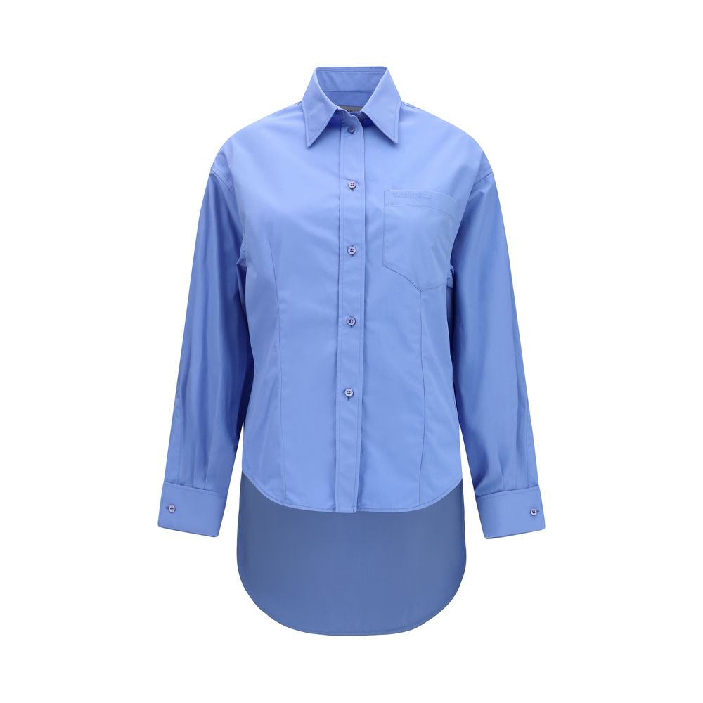 Balenciaga Blue Cotton Shirt - Asymmetric Luxury for the Discerning