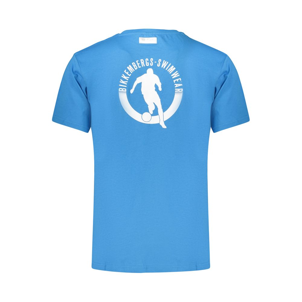 Bikkembergs Blue Cotton T-Shirt - Designer Couture Elegance