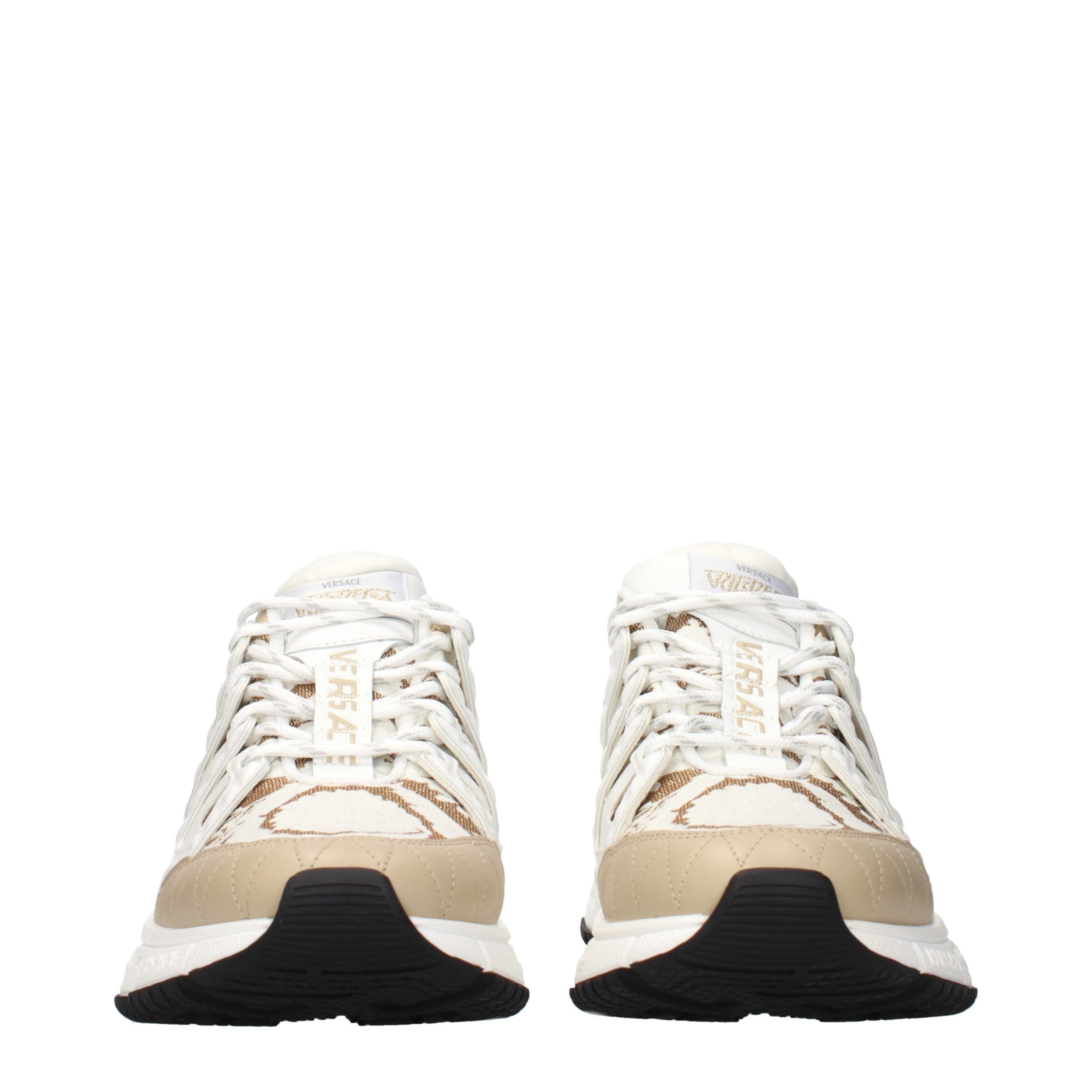 Step into unparalleled elegance with Versace White Fabric Athletic Sneakers, where luxurious craftsmanship meets modern sophistication for the discerning individual.