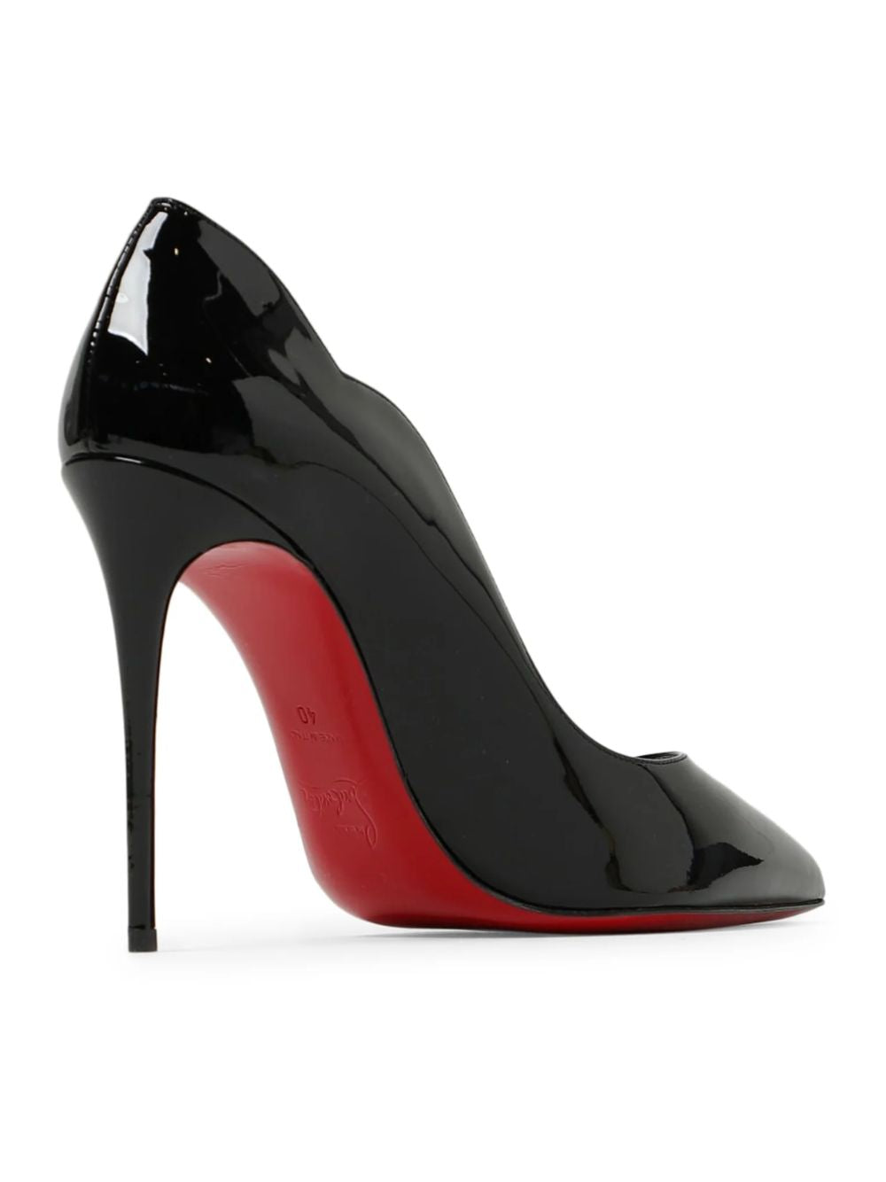 Step into unparalleled elegance with Christian Louboutin's Black Patent Leather Hot Chick Pumps 100, a masterpiece of Italian craftsmanship that elevates every occasion.