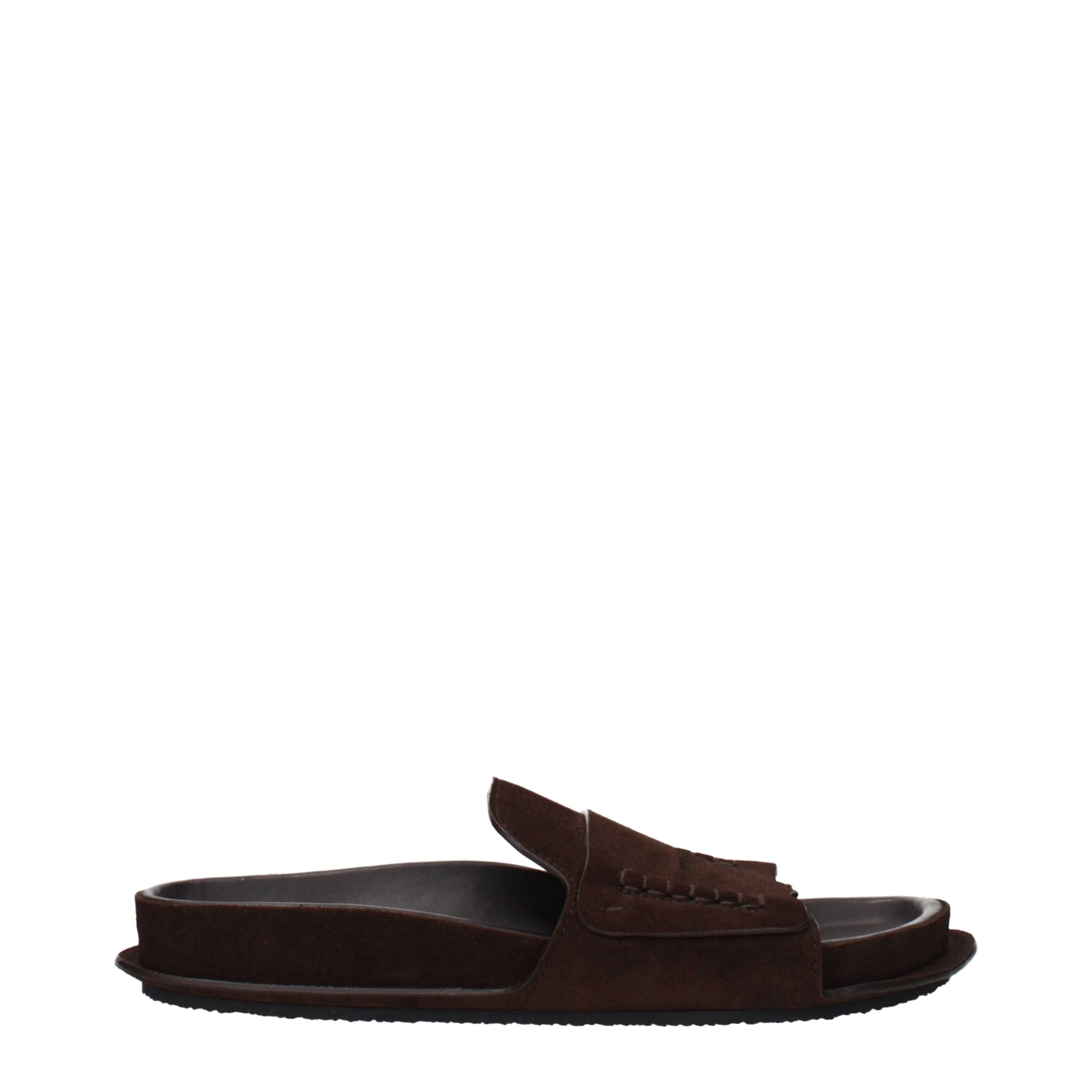 Indulge in the exquisite craftsmanship of Jacquemus Brown Leather Slippers, where luxurious suede meets timeless elegance, perfect for the discerning fashion connoisseur.