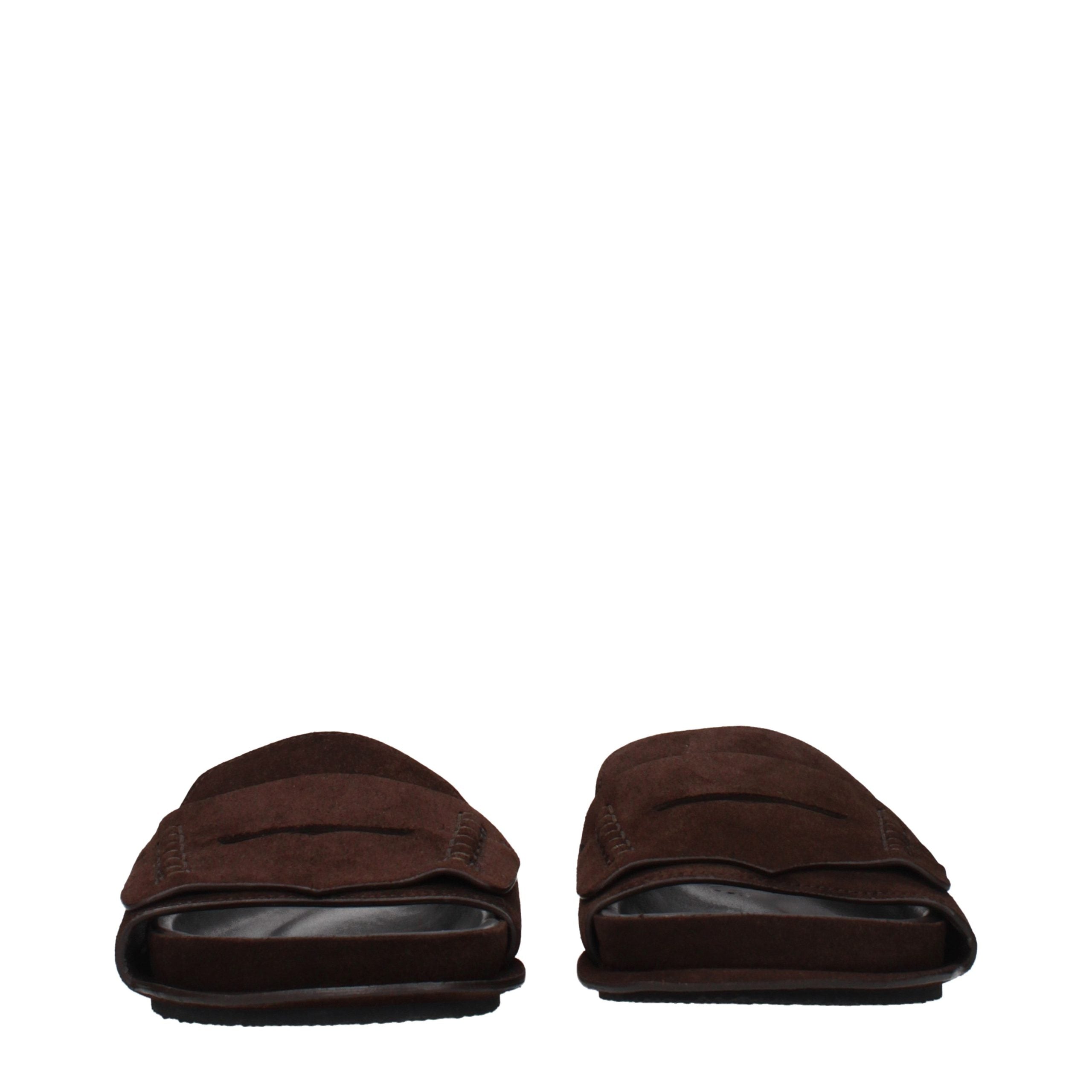 Indulge in the exquisite craftsmanship of Jacquemus Brown Leather Slippers, where luxurious suede meets timeless elegance, perfect for the discerning fashion connoisseur.