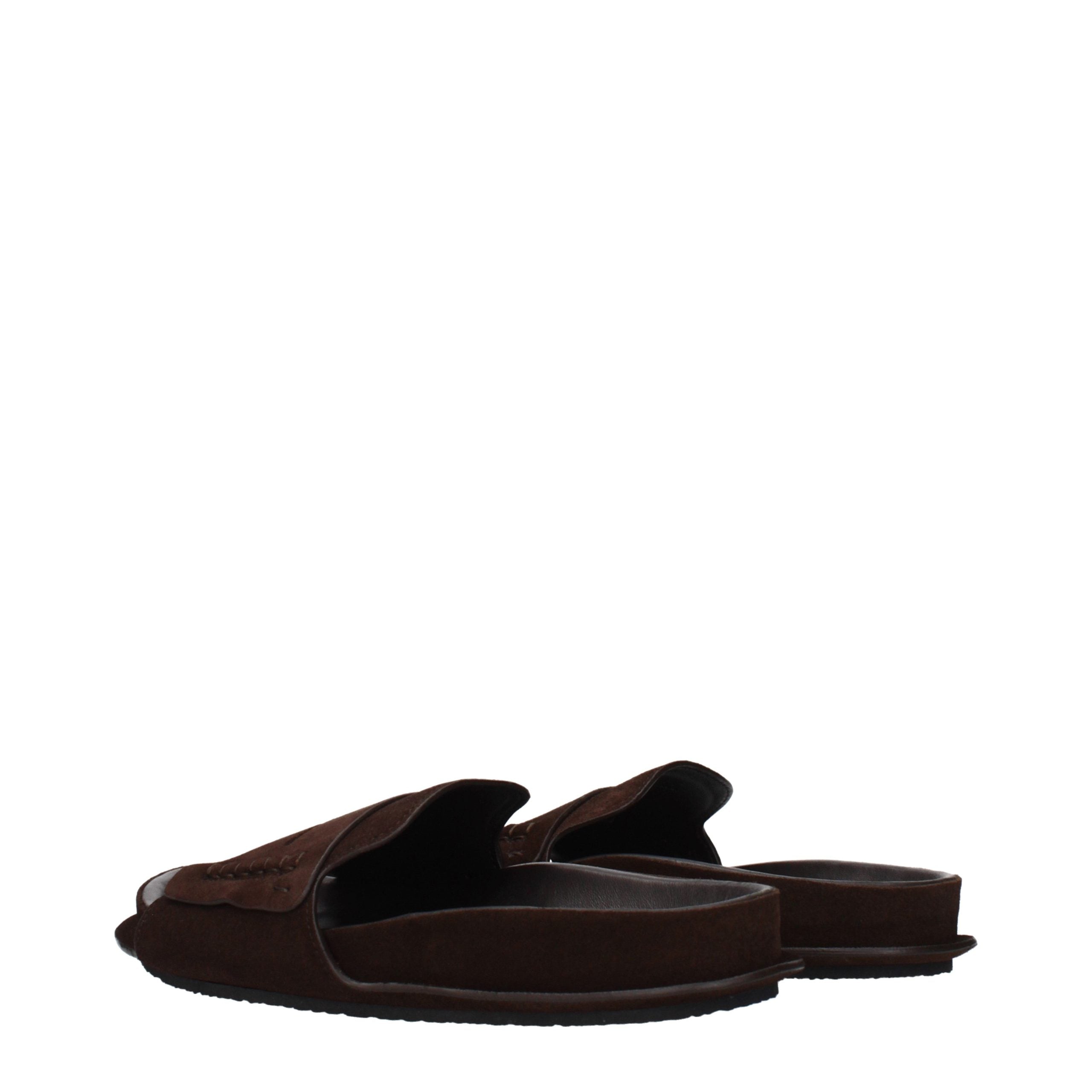 Indulge in the exquisite craftsmanship of Jacquemus Brown Leather Slippers, where luxurious suede meets timeless elegance, perfect for the discerning fashion connoisseur.