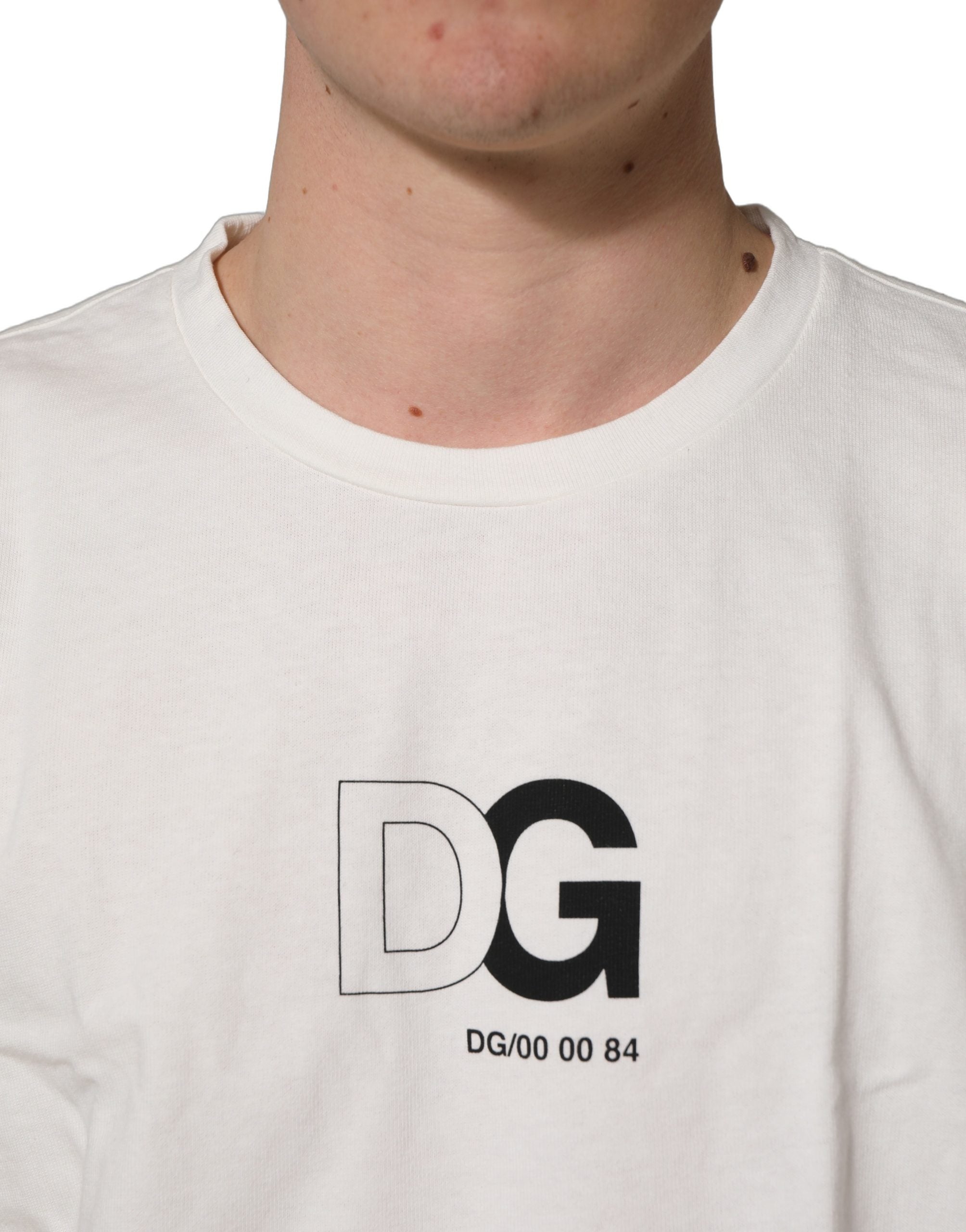 Dolce & Gabbana White DG Logo Crew Neck Short Sleeves T-shirt