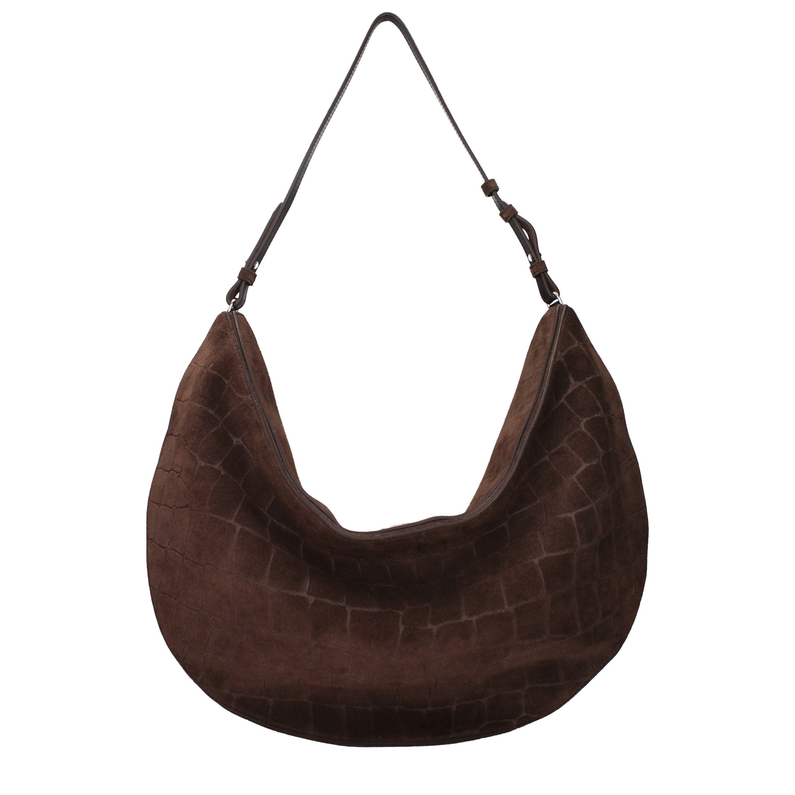 Indulge in the exquisite Jacquemus Brown Leather Shoulder Bag, a timeless masterpiece of suede craftsmanship that elevates your elegance for any occasion.