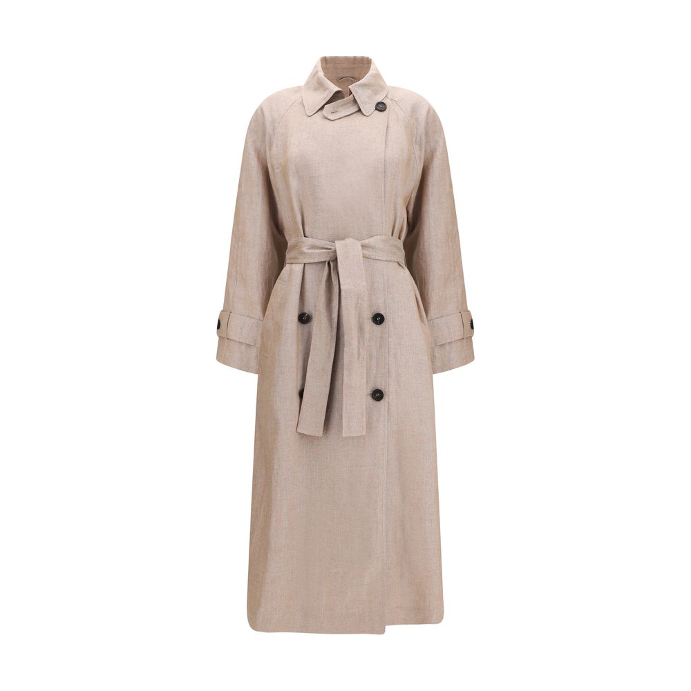 Elevate your wardrobe with the Brunello Cucinelli Multicolor Linen Trench Coat, a masterpiece of luxurious craftsmanship and timeless elegance, perfect for any sophisticated occasion.
