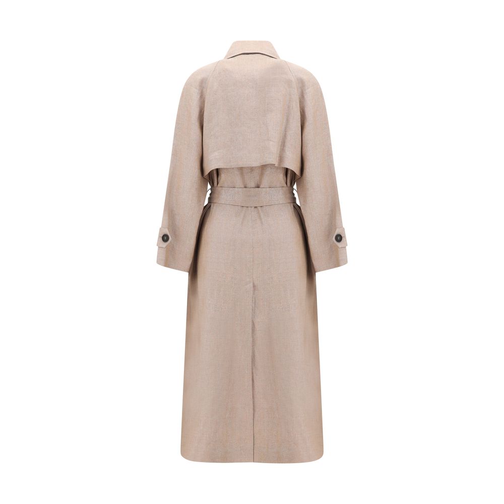 Elevate your wardrobe with the Brunello Cucinelli Multicolor Linen Trench Coat, a masterpiece of refined craftsmanship and luxurious comfort, perfect for any occasion.