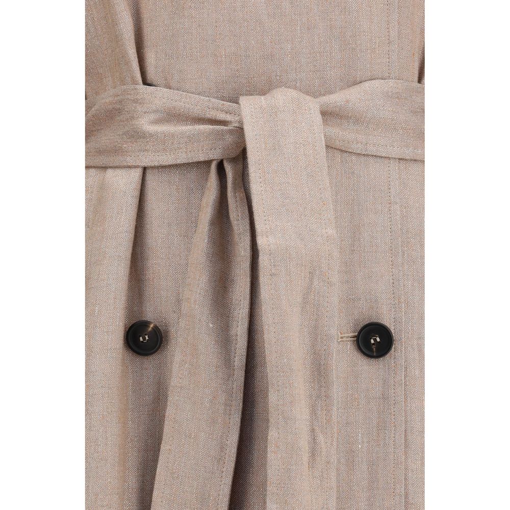 Experience the epitome of elegance with the Brunello Cucinelli Multicolor Linen Trench Coat, a luxurious blend of linen and lurex, perfect for sophisticated style.
