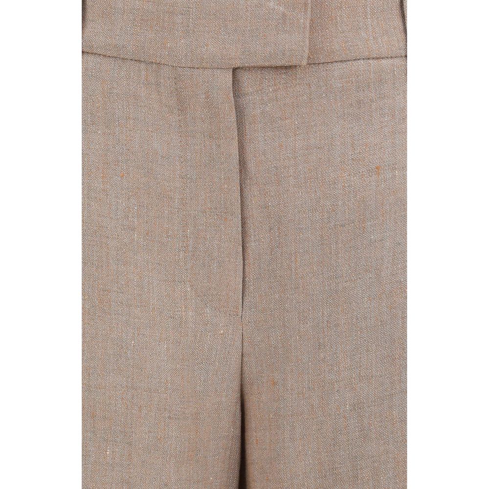 Brunello Cucinelli Beige Linen Casual Pants - Artisanal Luxury