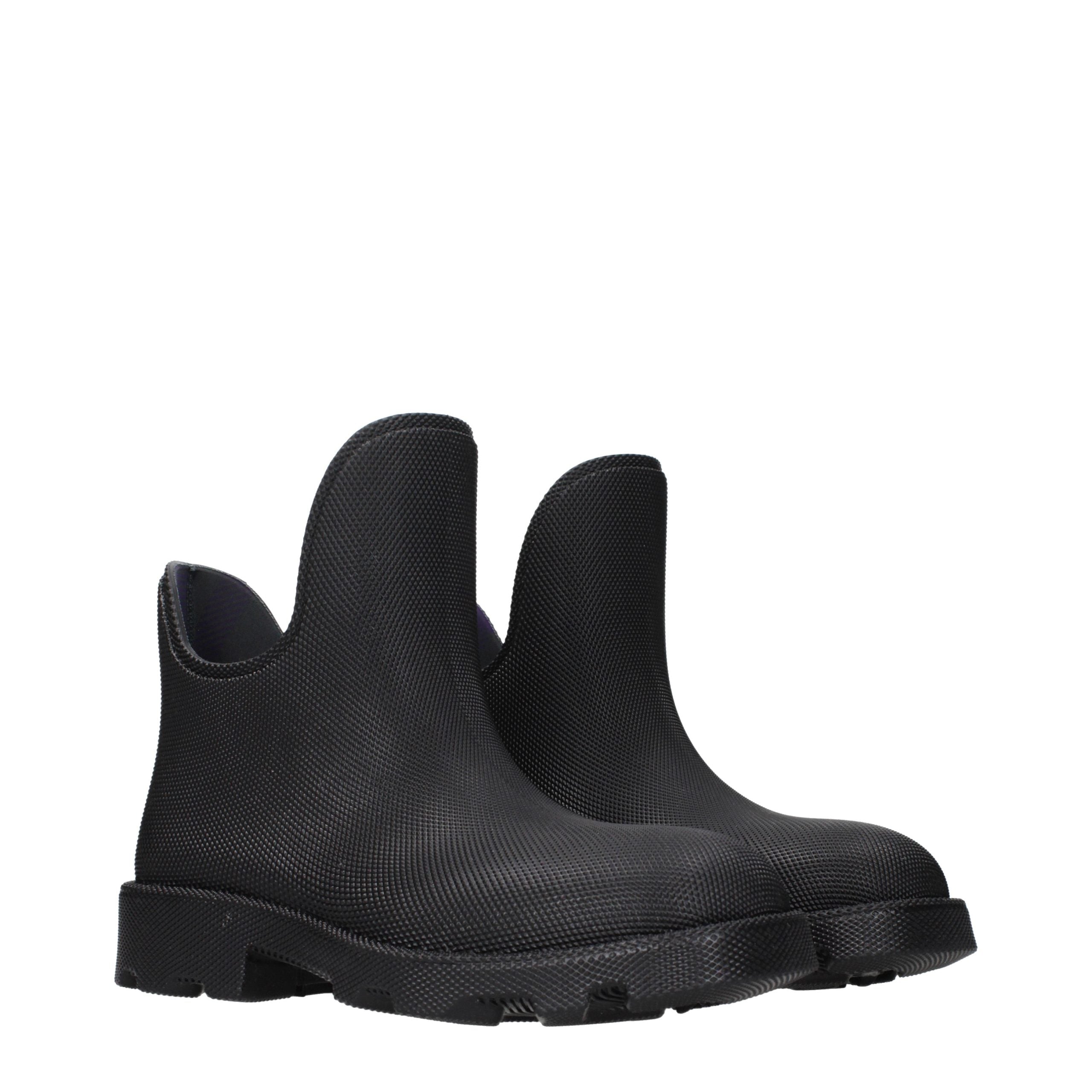 Burberry Black Cotton Ankle Boots - Artisanal Luxury Elegance